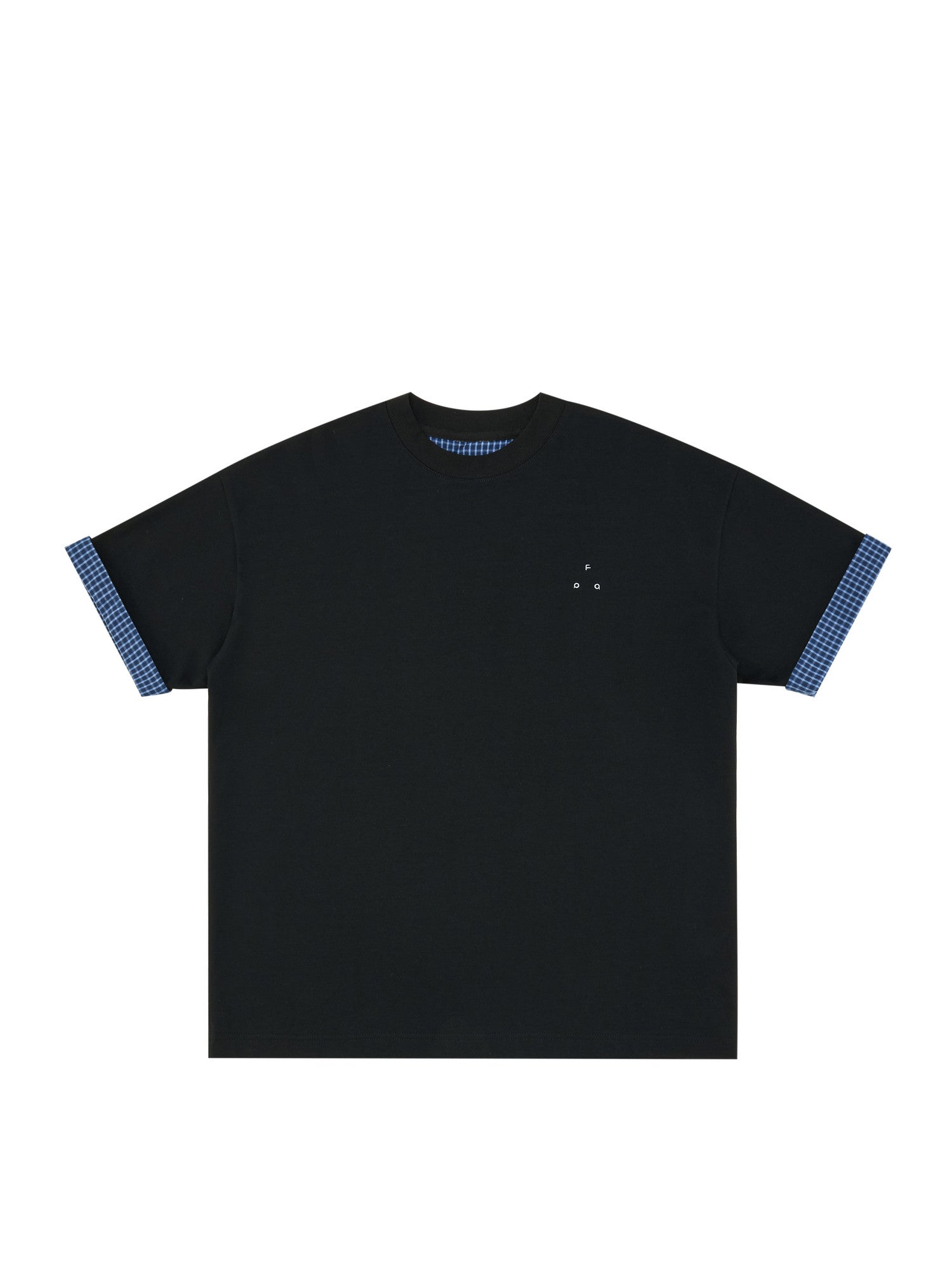 FPA Cool-Touch Quick-Dry Anti-Mite Short Sleeve T-Shirt, Chinese Streetwear Summer Crew Neck Couple Design Trendy Patchwork Black Tee
