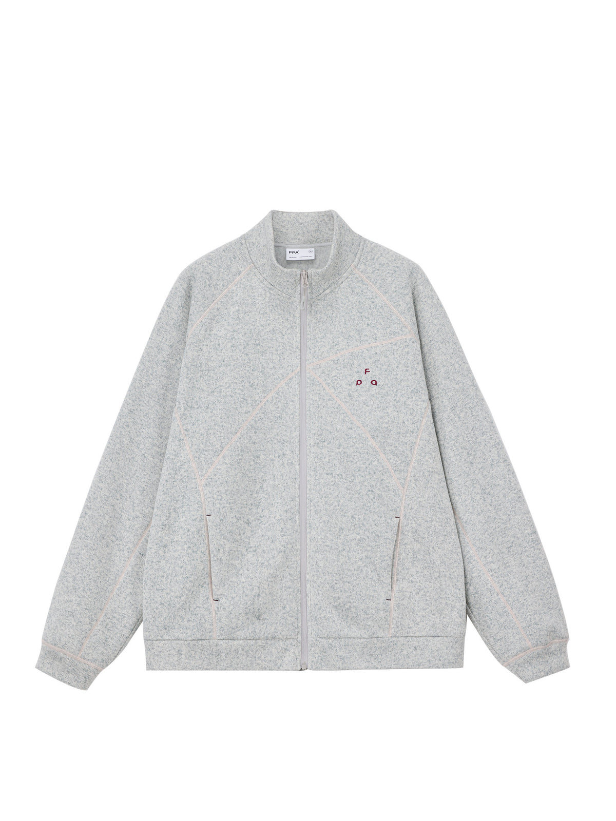 FPA Melange Fleece Deconstructed Zip-Up Jacket - Spring/Fall Sports Stand Collar Chinese Streetwear Unisex Casual Coat
