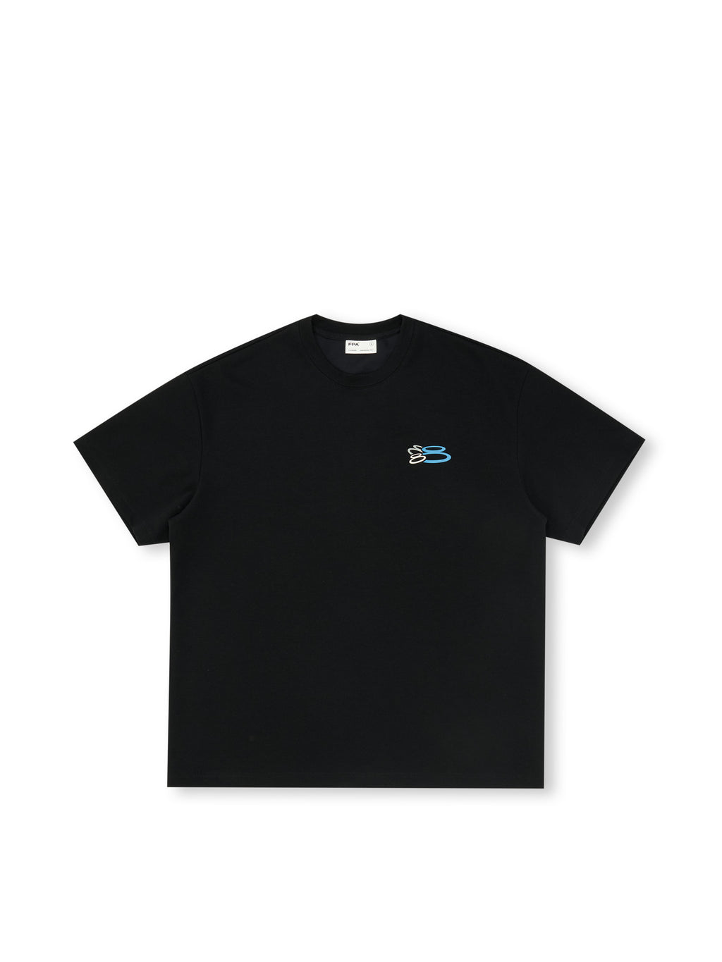 FPA Colorful Logo Short Sleeve T-Shirt - Chinese Streetwear Trend, Heavyweight, Loose Fit, Summer, Crew Neck, Couple Style, Black