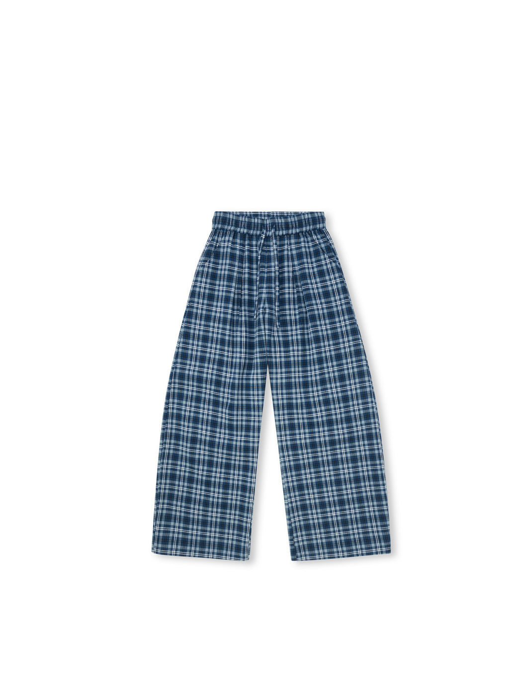 FPA A-Line Wide-Leg Plaid Casual Pants – Chinese Streetwear Trend, Loose-Fit Blue Long Pants