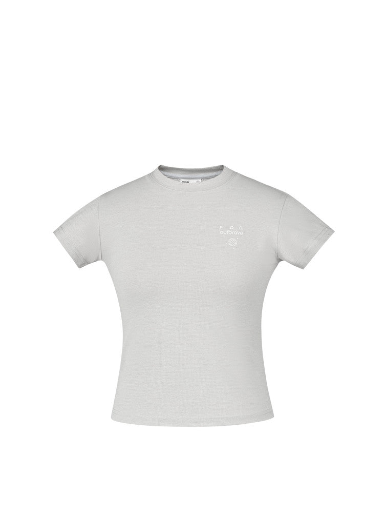 FPA Women's Quick-Dry Breathable Wrinkle-Resistant Track Print Slim Fit Short-Sleeve Crew Neck Yoga T-Shirt