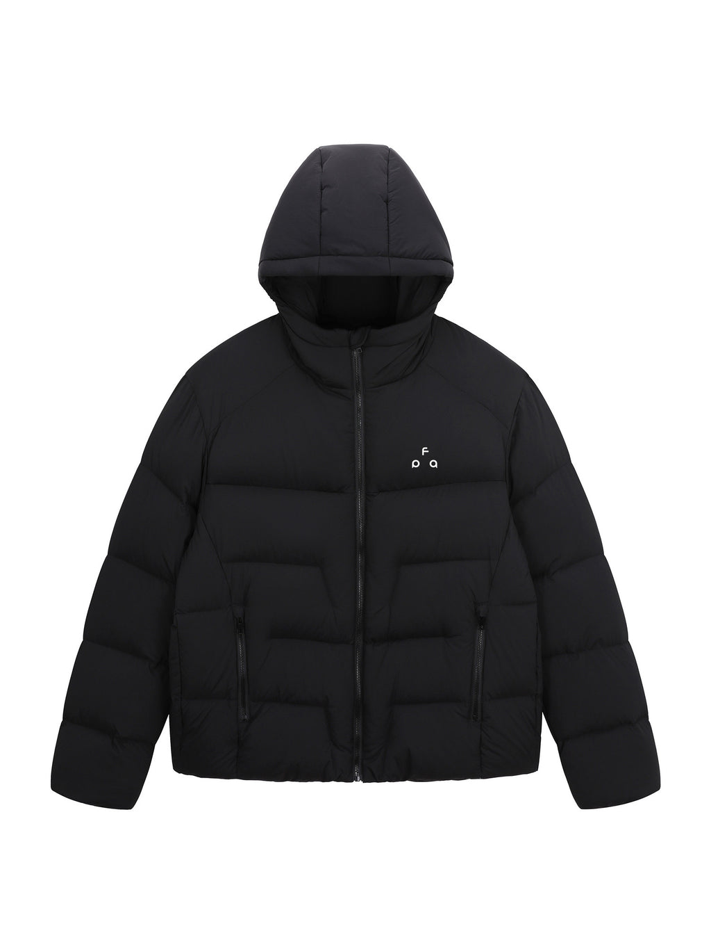 FPA Brand Hooded Outdoor Logo Down Jacket - Couple Style Winter Warm Coat, Basic Black Down Jacket for Men