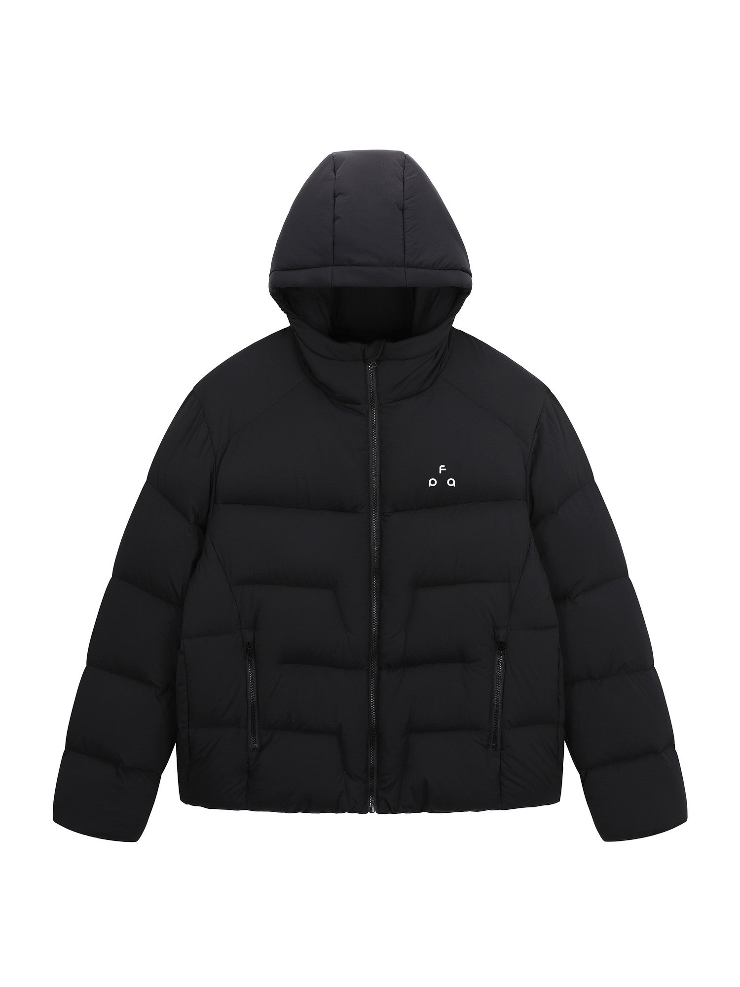 FPA Brand Hooded Outdoor Logo Down Jacket - Couple Style Winter Warm Coat, Basic Black Down Jacket for Men