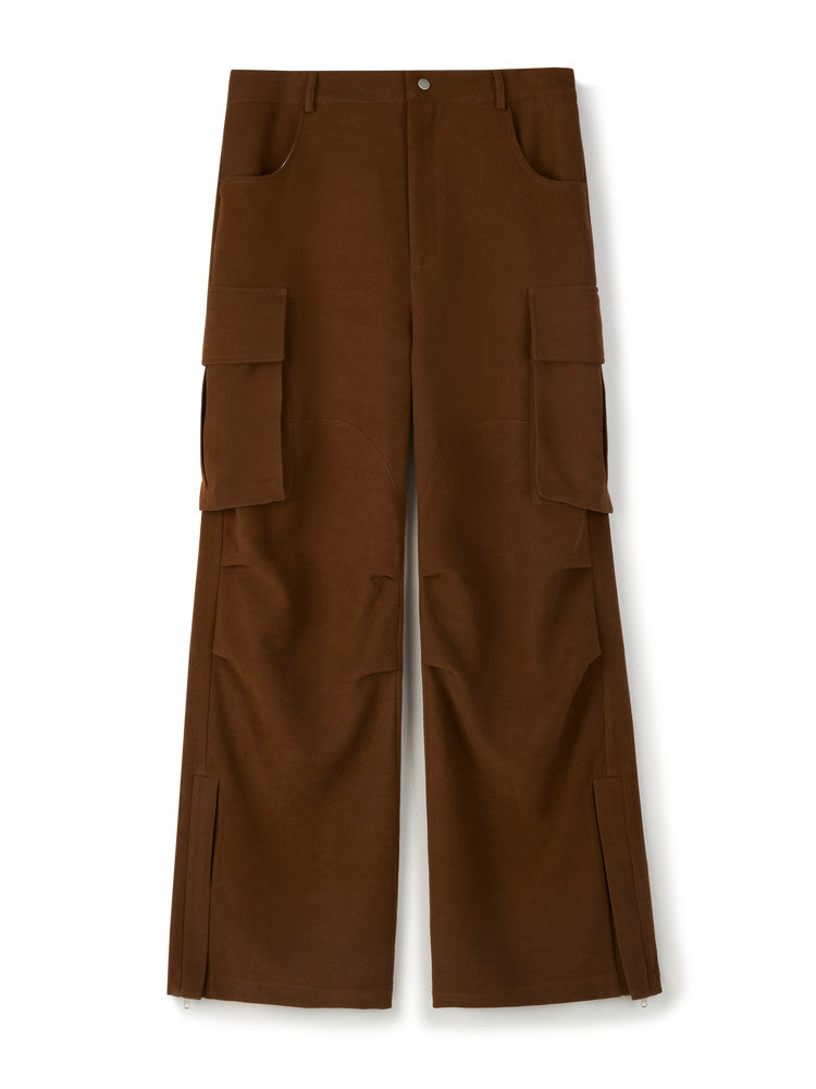 FPA Vintage Suede Large Pocket Cargo Pants American Street High-Rise Spring/Autumn Loose Straight-Leg Paratrooper Pants for Men