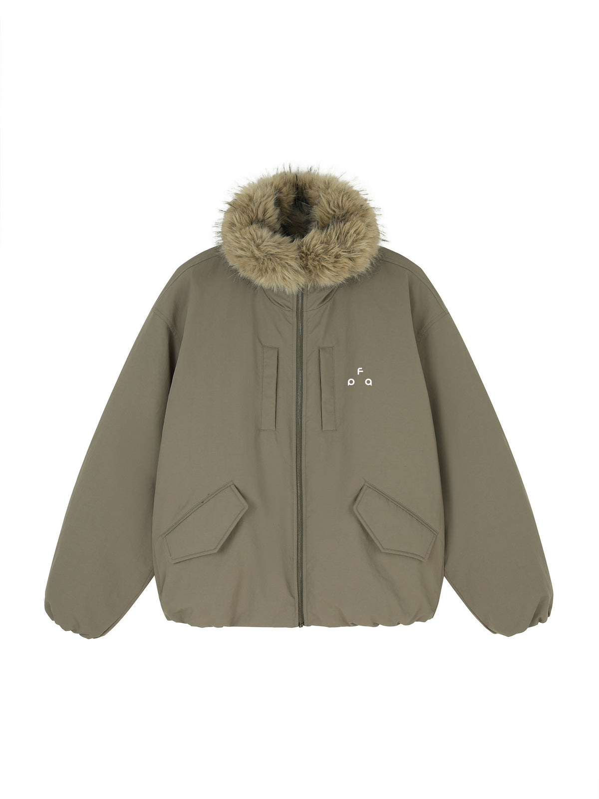 FPA Eco-Friendly Mink Fur Collar Stand Collar Green Parka Down Jacket Winter Warm Couple Down Coat
