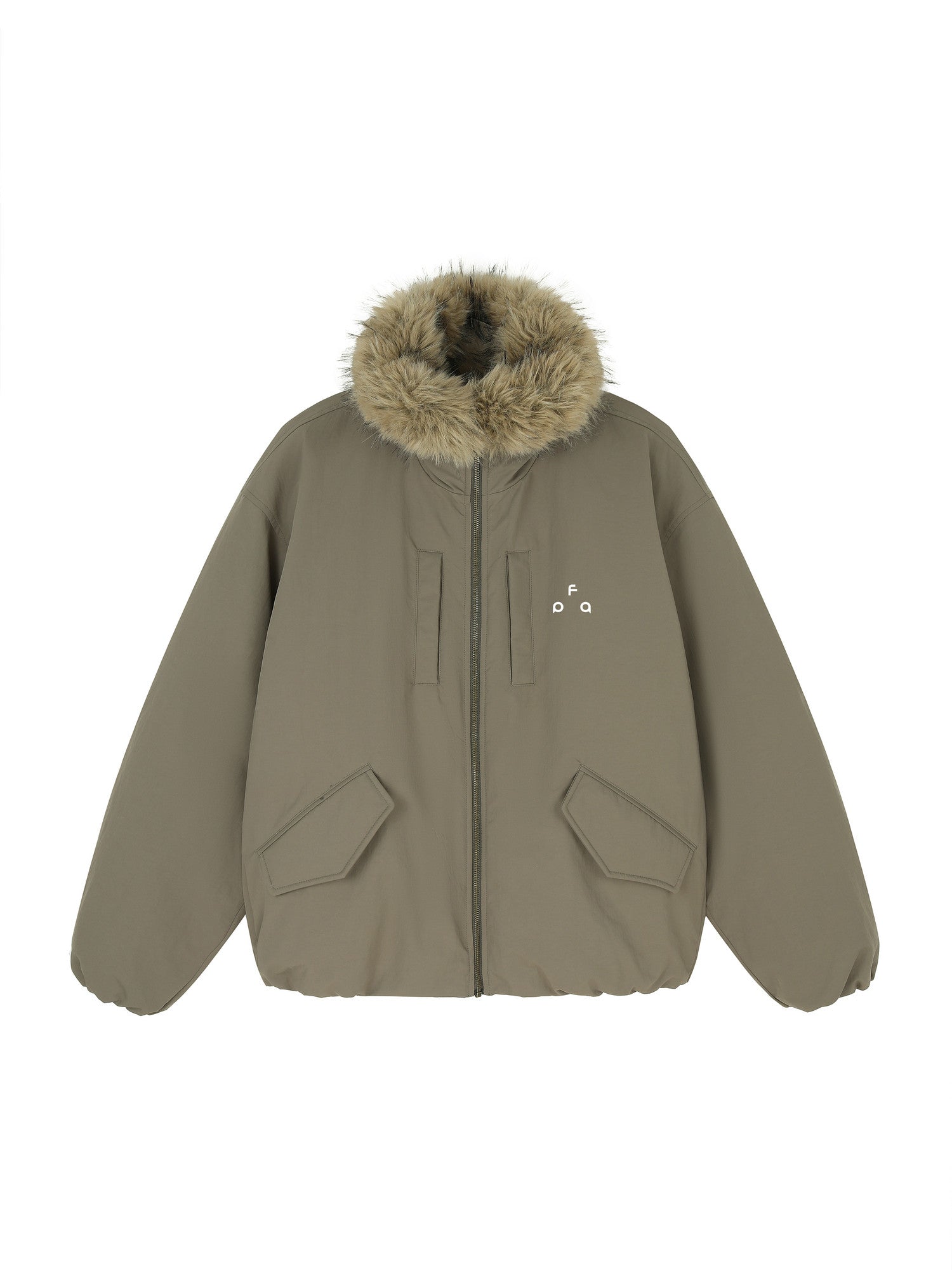 FPA Eco-Friendly Mink Fur Collar Stand Collar Green Parka Down Jacket Winter Warm Couple Down Coat