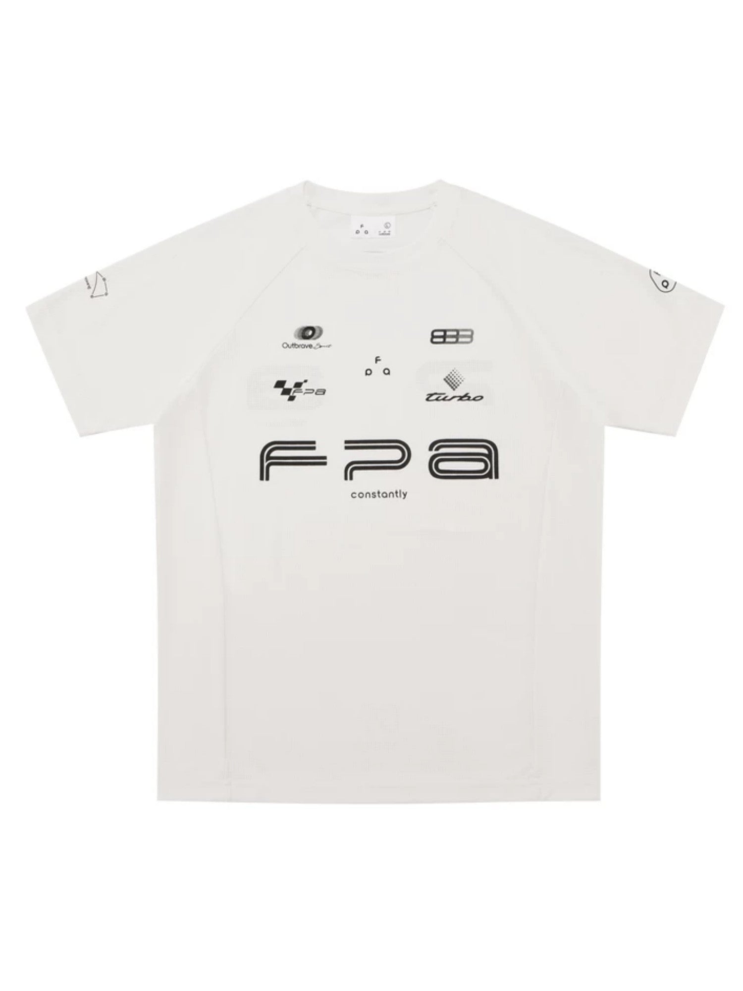 FPA Racing Motorsport Logo Raglan Short Sleeve Summer Quick-Dry Crew Neck T-Shirt for Men, Black/White