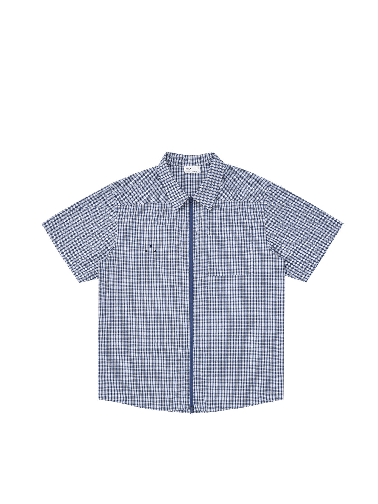 FPA Casual Plaid Embroidered Logo Short-Sleeve Shirt – Unisex Loose Fit Zip-Up Summer Camp Collar Shirt