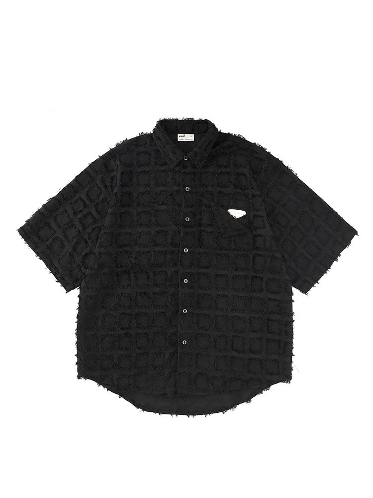 FPA Fringe Plaid Short-Sleeve Shirt – Summer Streetwear Unisex Loose Half-Sleeve Shirt