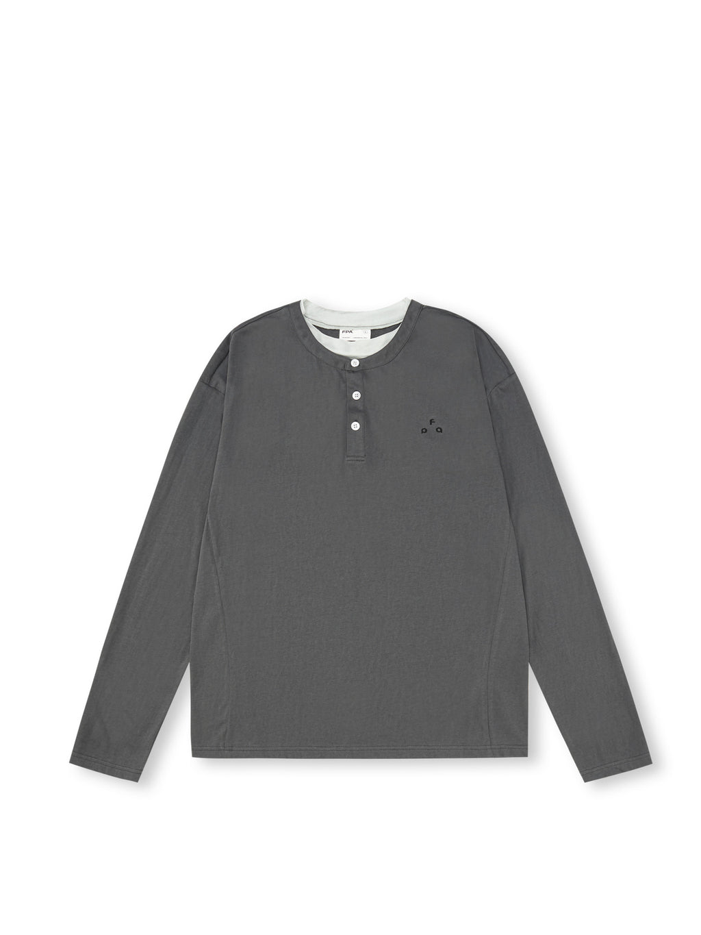 FPA Two-Tone Knit Long-Sleeve Tee - Chinese Streetwear Trendy Loose Round Neck Spring Casual Couple T-Shirt