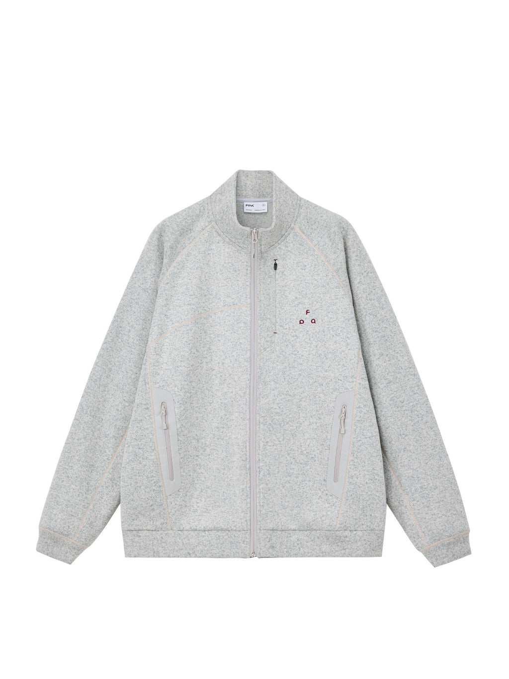 FPA Heather Yarn Seam-Sealed Pocket Cardigan Jacket - Spring Sports Casual Contrast Stitching Chinese Streetwear Unisex Stand Collar Jacket