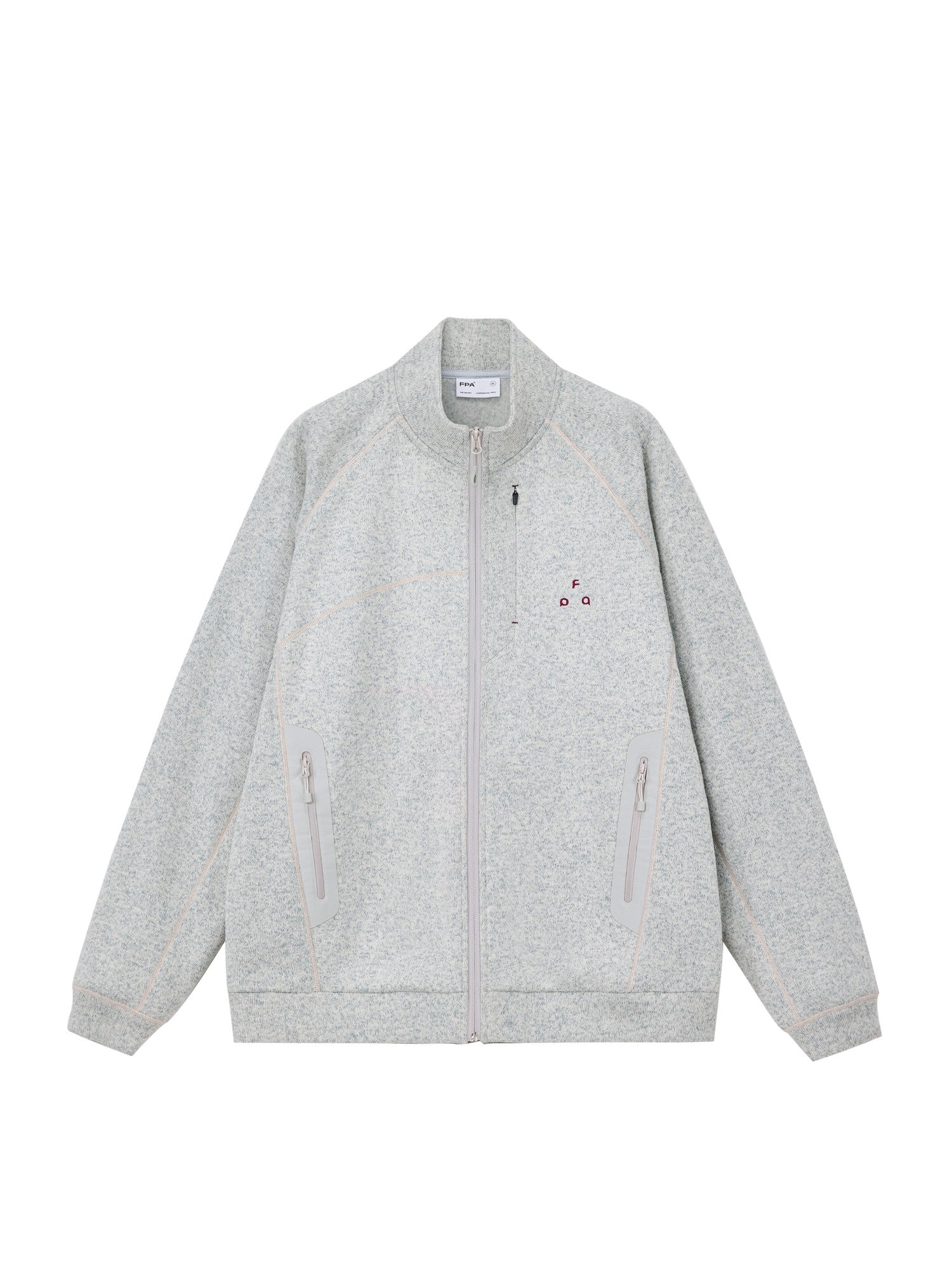 FPA Heather Yarn Seam-Sealed Pocket Cardigan Jacket - Spring Sports Casual Contrast Stitching Chinese Streetwear Unisex Stand Collar Jacket