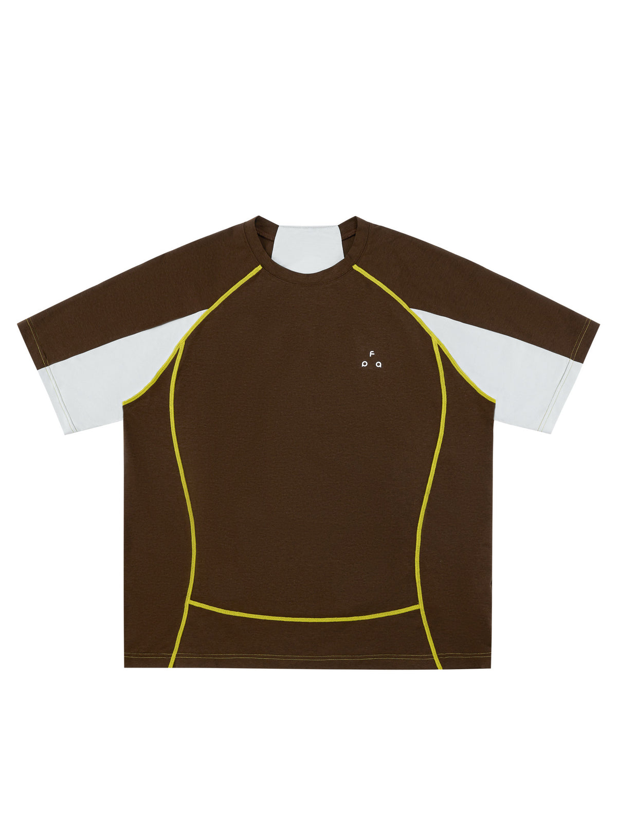 FPA Textured Color-Block Quick-Dry Short Sleeve T-Shirt for Outdoor Sports, Round Neck, Unisex, Retro Summer Tee
