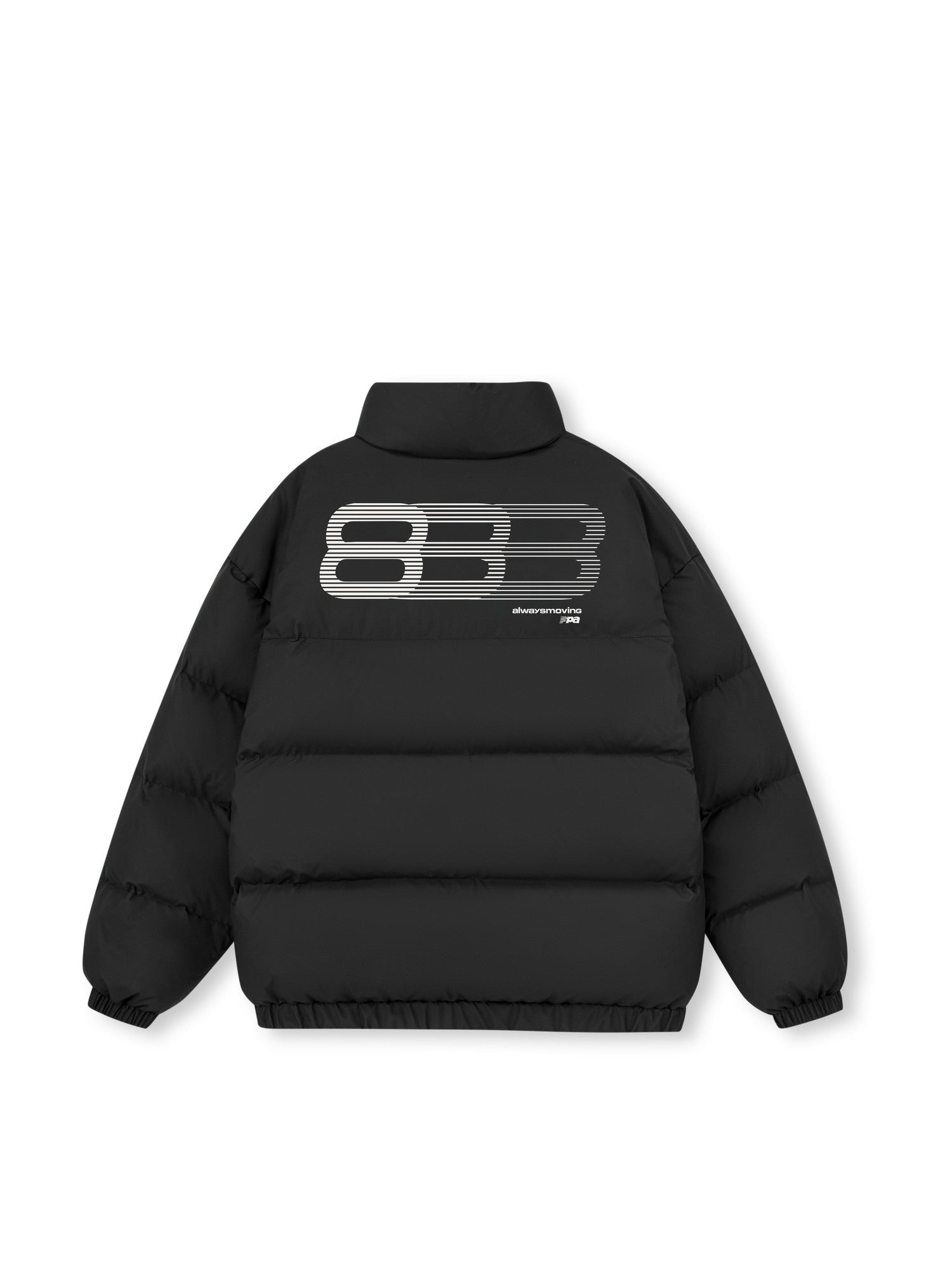 FPA Matte Phantom 8 Logo Basic Cotton Padded Jacket - Winter Thick Warm Stand Collar Cold-Proof Chinese Streetwear Black Cotton Coat