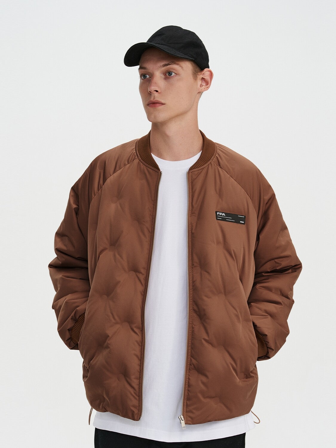 FPA Light Blue Quilted Baseball-Style Down Jacket – Chinese Streetwear Couple's Winter Thickened Short Coat for Men