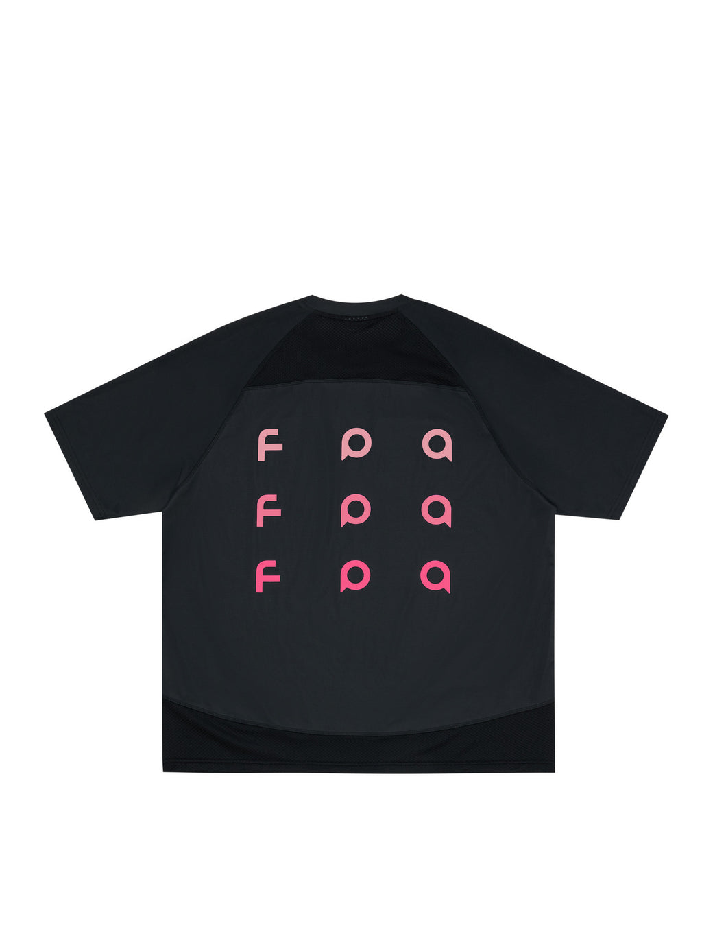FPA Gradient Logo Textured Patchwork Short Sleeve T-Shirt - Chinese Streetwear Trend Summer Crew Neck Heavyweight Tee for Couples