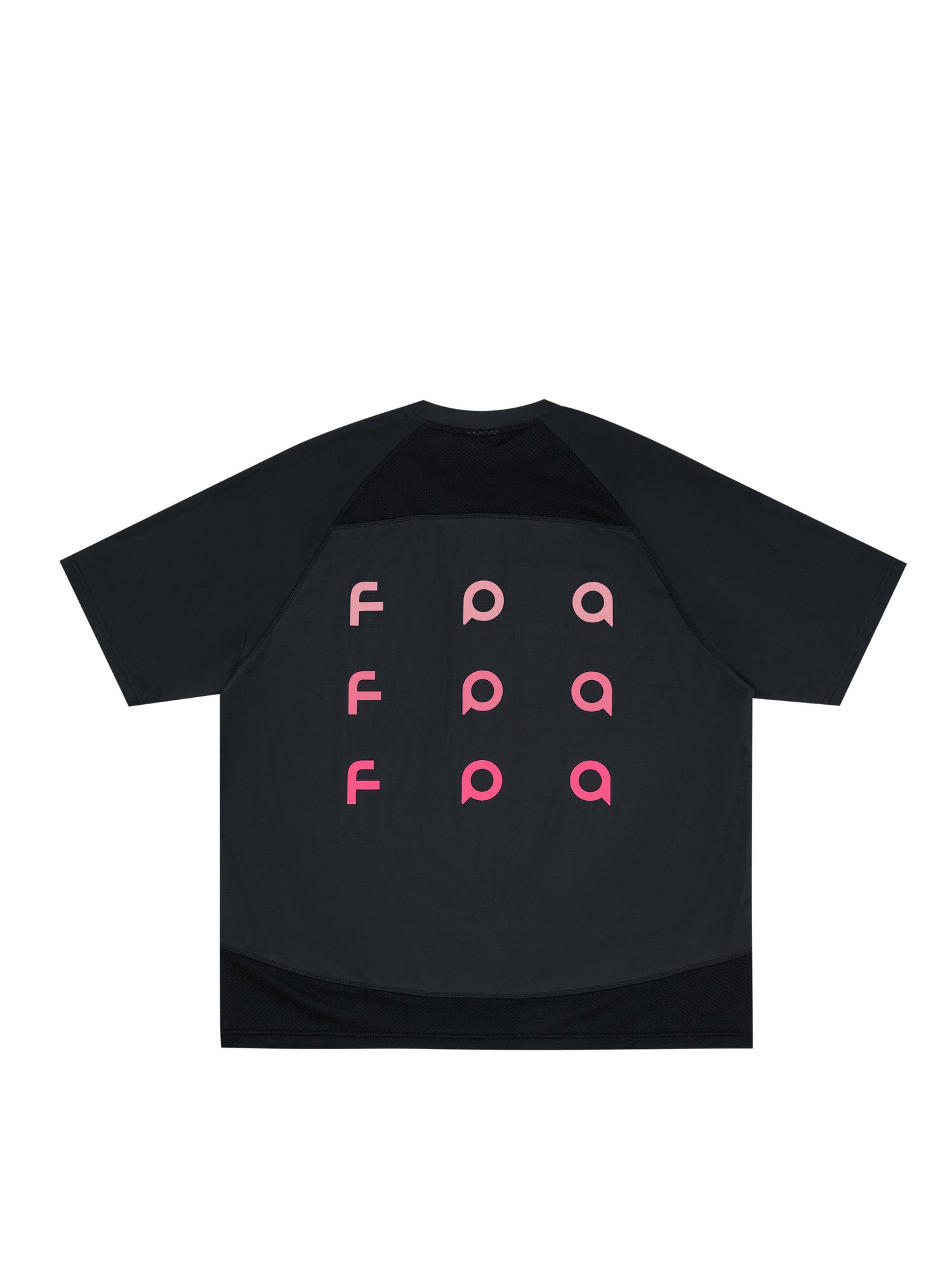 FPA Gradient Logo Textured Patchwork Short Sleeve T-Shirt - Chinese Streetwear Trend Summer Crew Neck Heavyweight Tee for Couples