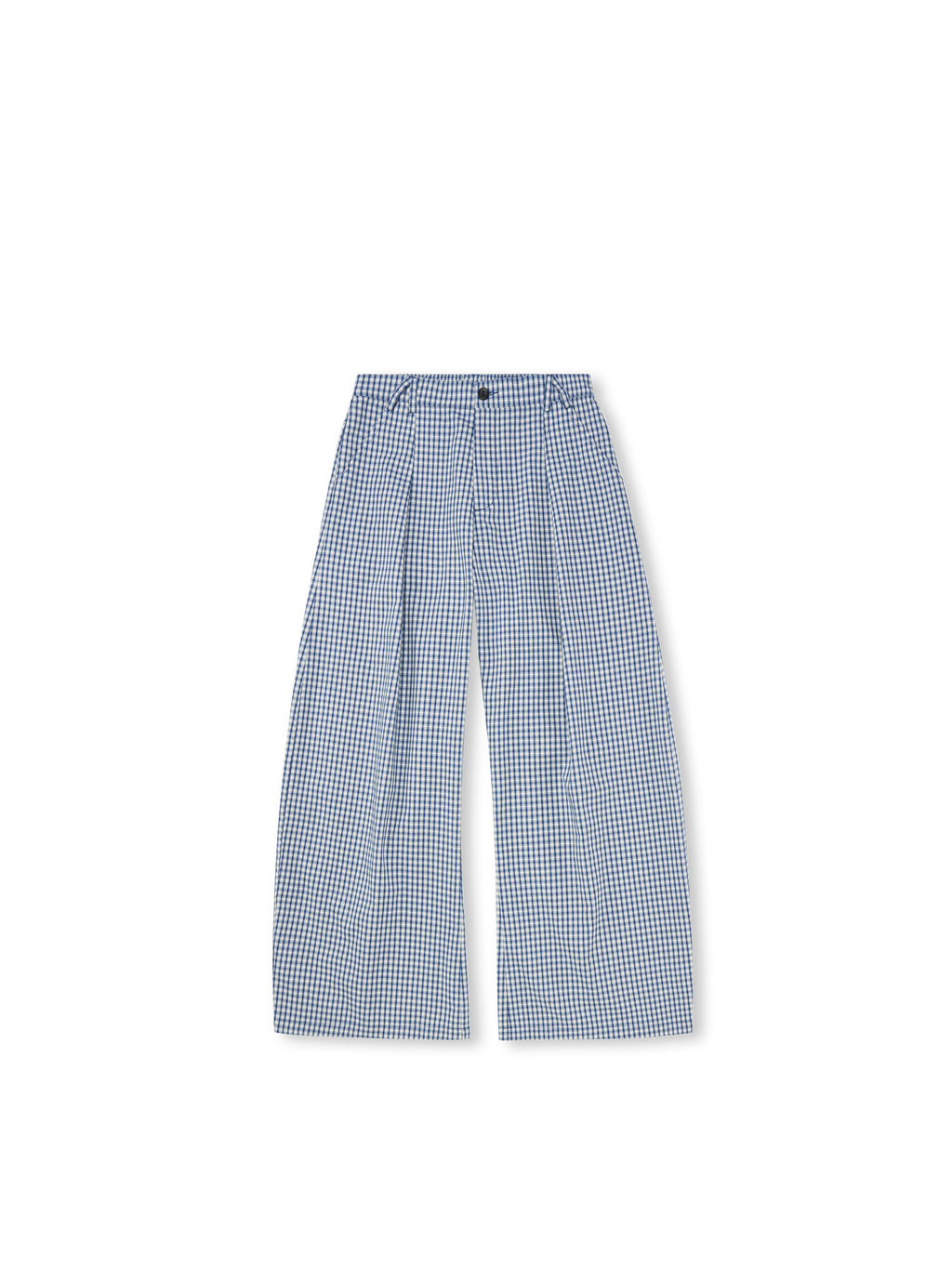 FPA Urban Sports Curved Blade A-Type Wide-Leg Plaid Casual Pants - National Trend Design Loose Blue Check Long Pants