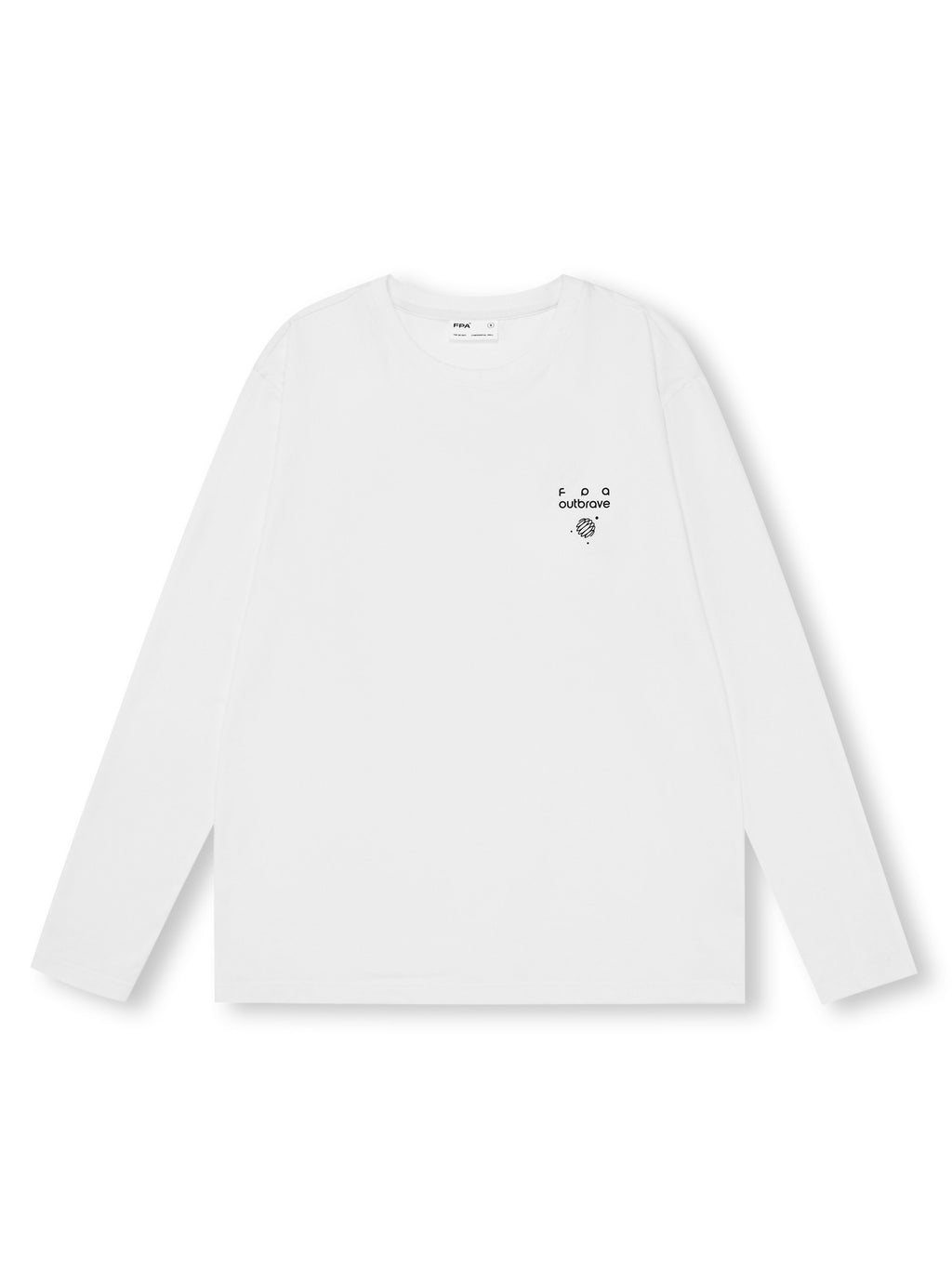 FPA Ice-Feel Quick-Dry Printed Lightweight Long-Sleeve Couple Casual Loose Fit Crew Neck White T-Shirt for Spring/Autumn