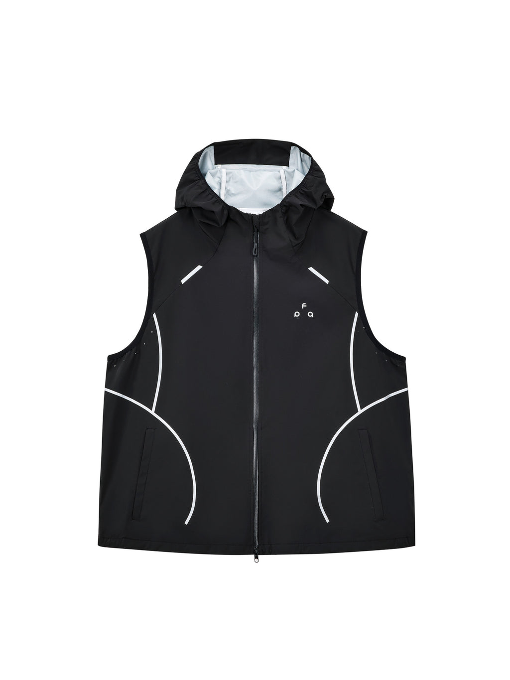 FPA Waterproof Breathable Abrasion-Resistant Light Arc Hooded Vest, Outdoor Sports Reflective Strip Summer Outerwear Sleeveless Jacket for Men
