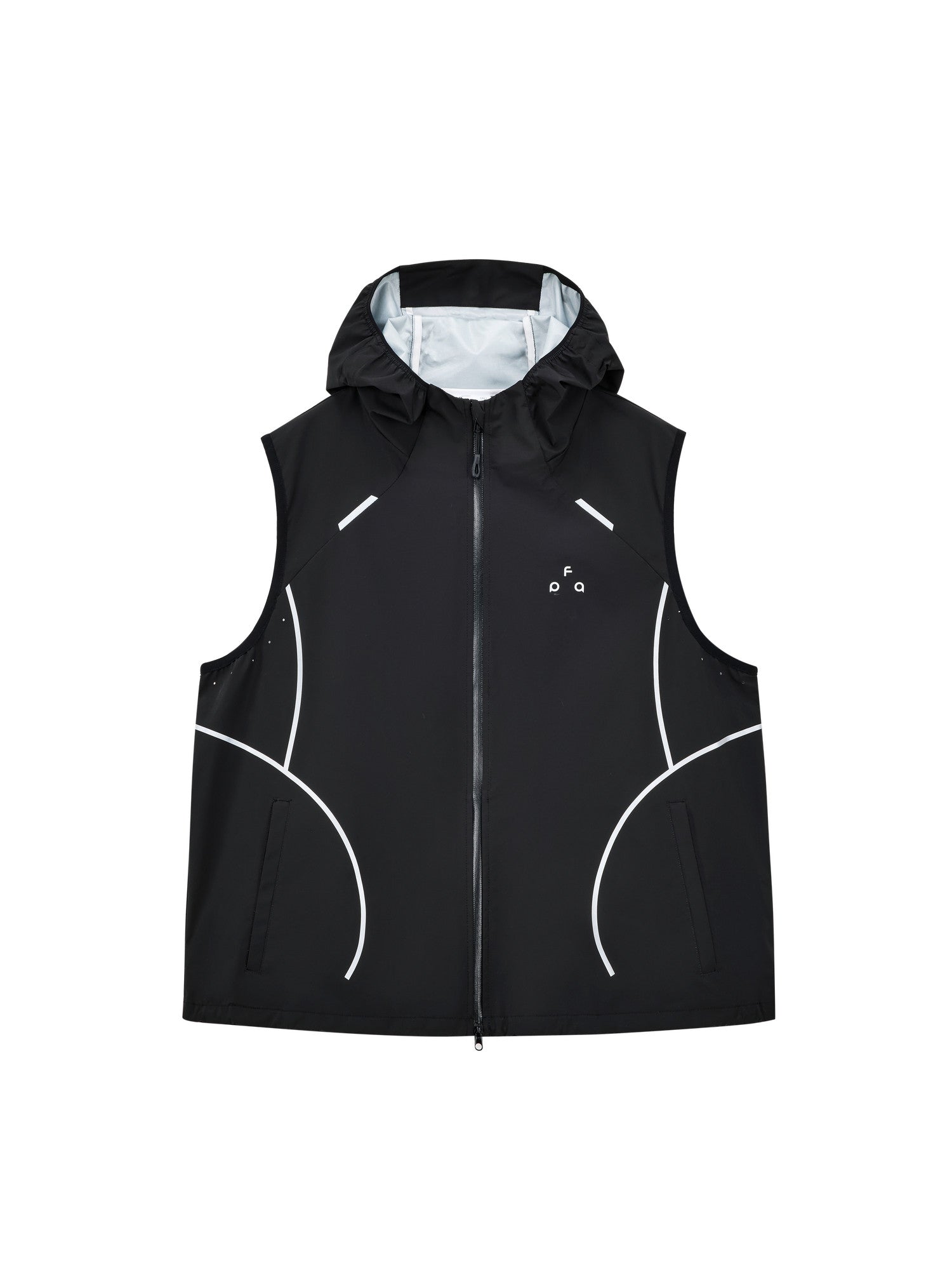 FPA Waterproof Breathable Abrasion-Resistant Light Arc Hooded Vest, Outdoor Sports Reflective Strip Summer Outerwear Sleeveless Jacket for Men