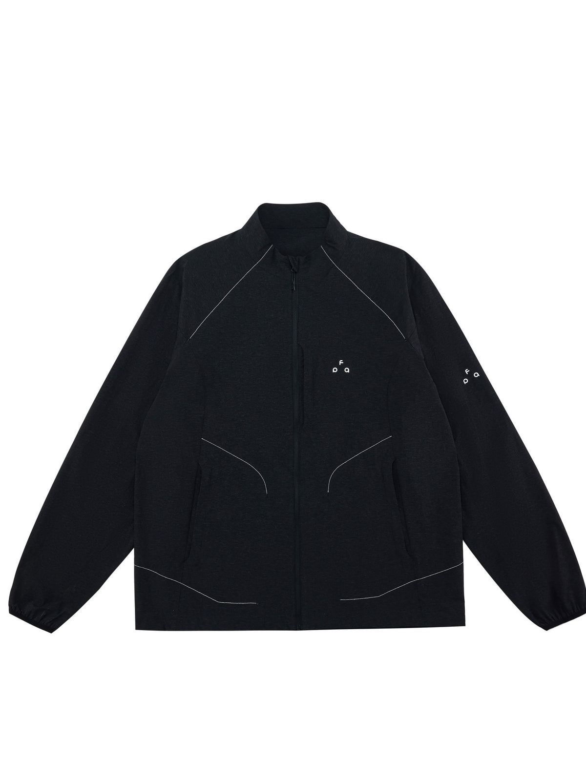 FPA Stand Collar Textured Horizontal Stripe Thin Reflective Sports Jacket - Spring Outdoor Loose Zip-Up Couple Jacket