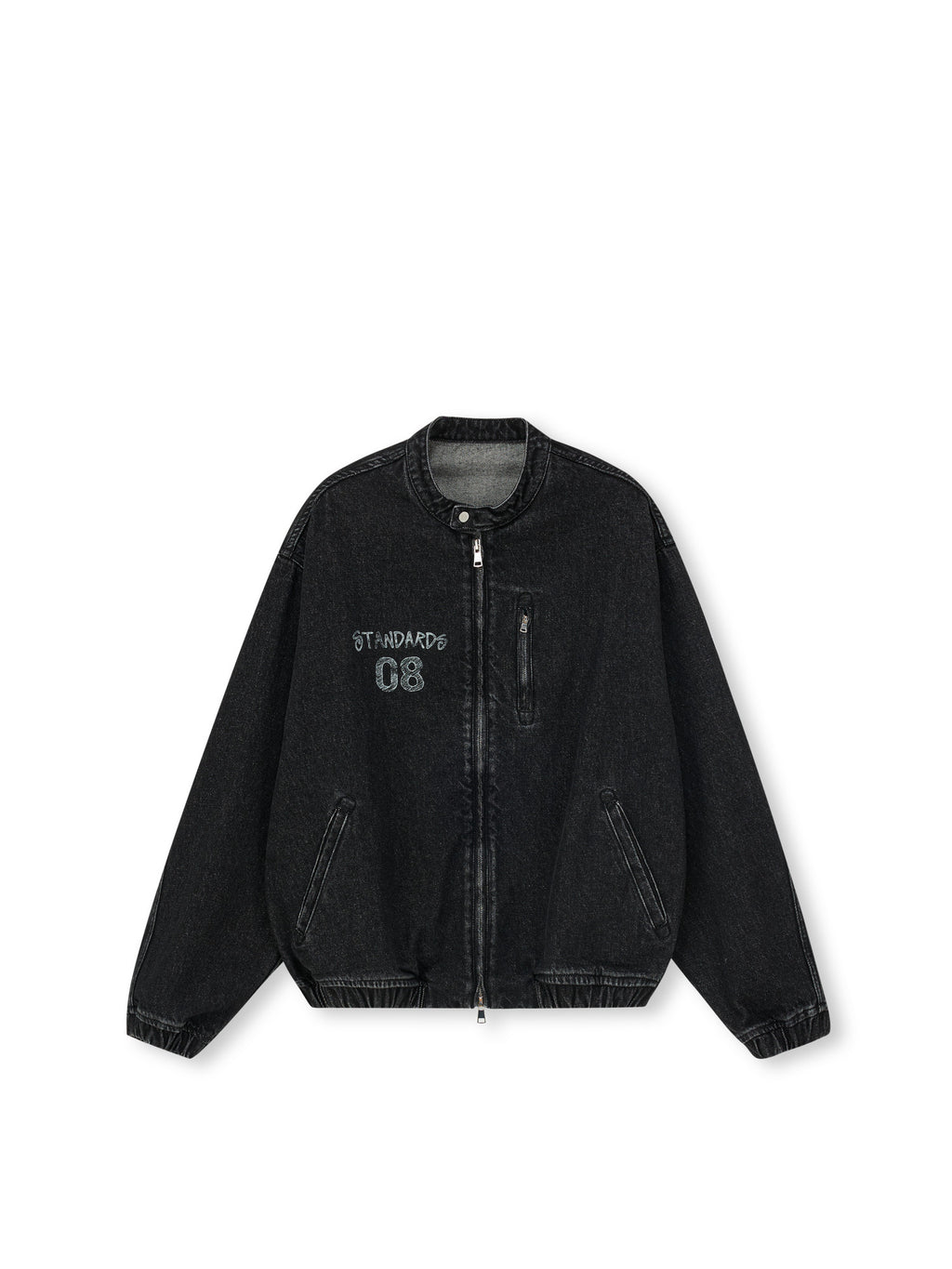 FPA Washed Denim Harrington Jacket - Chinese Streetwear Trend Short Couple Style Loose Design Casual Outerwear