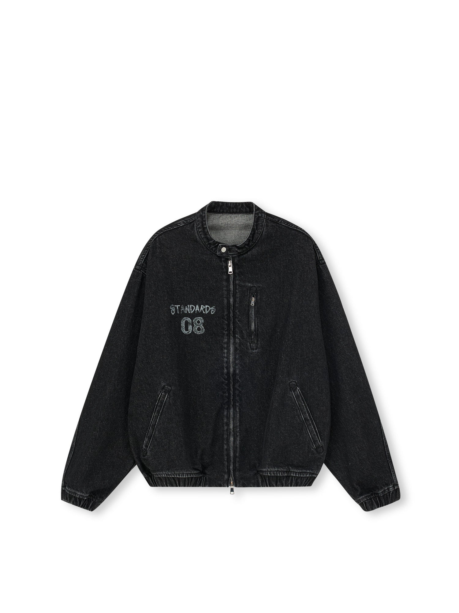 FPA Washed Denim Harrington Jacket - Chinese Streetwear Trend Short Couple Style Loose Design Casual Outerwear