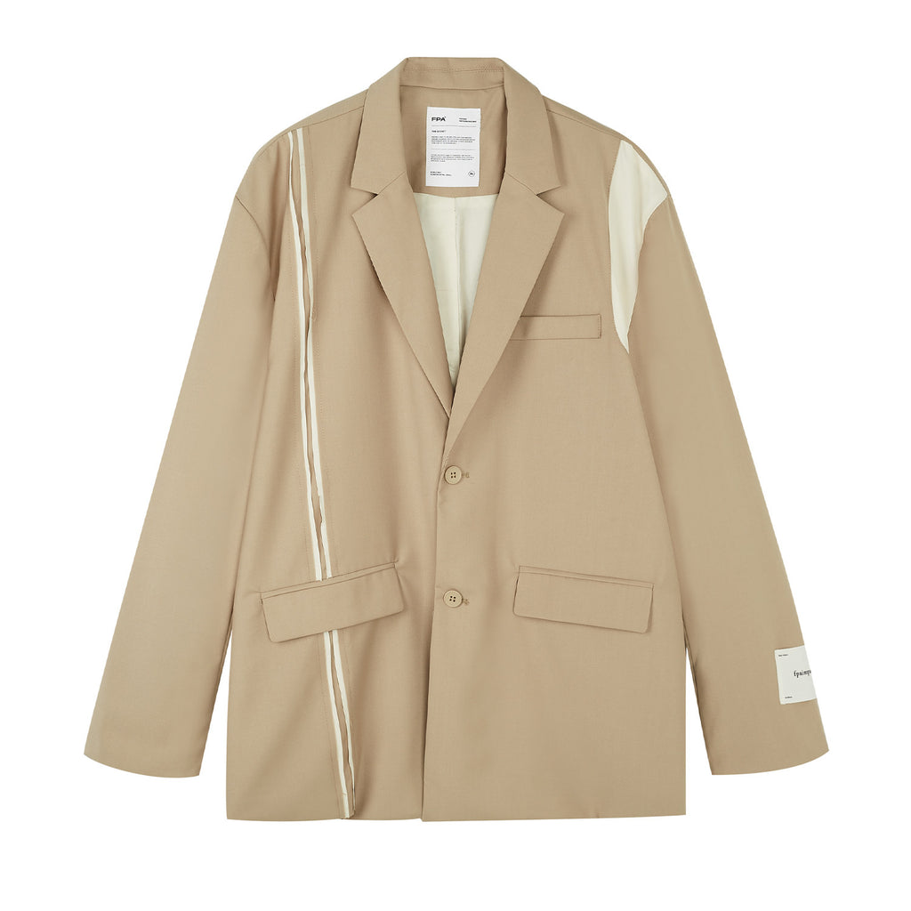 FPA Deconstructed Design Trendy Blazer for Men and Women, Loose Fit, Casual, Khaki, Streetwear