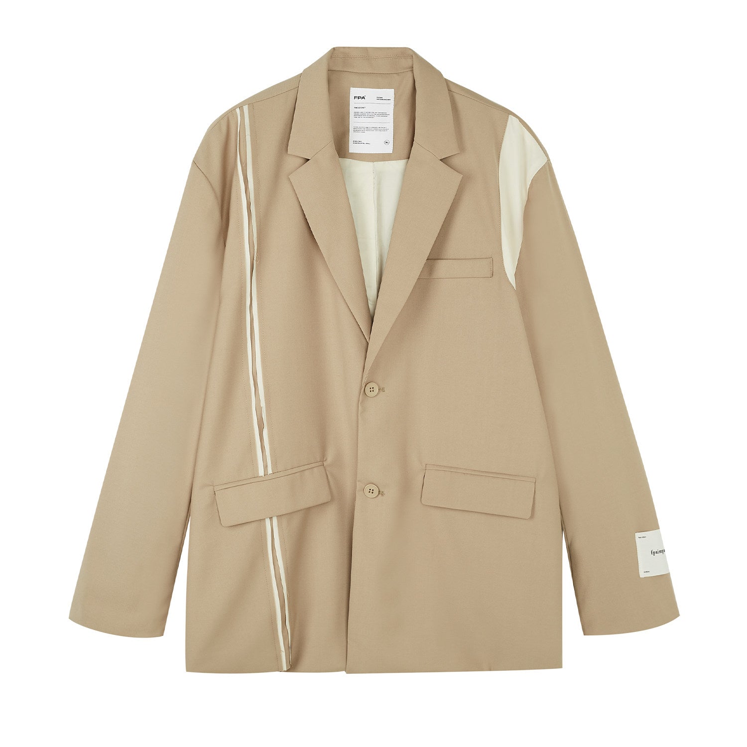 FPA Deconstructed Design Trendy Blazer for Men and Women, Loose Fit, Casual, Khaki, Streetwear