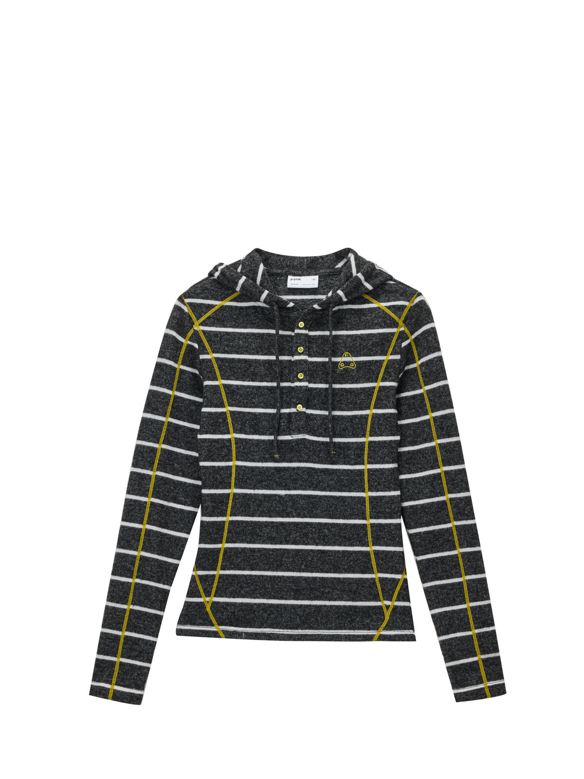FPA Color-Block Halsey Line Henley Collar Striped Hoodie - Fall Casual Slim Fit Premium Feel Women's Hooded Sweatshirt
