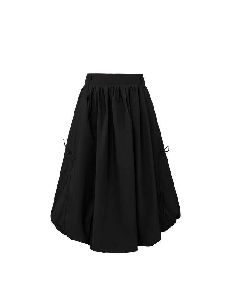 FPA Waterproof Breathable Casual Puffy Bubble Skirt 2026 New Loose Wide Waistband Black Skirt for Women