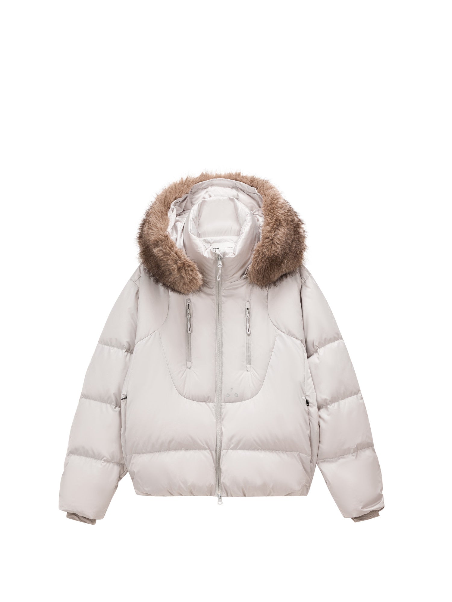 FPA Detachable Fur Collar Warm Quilted Down Jacket with Hood for Couples