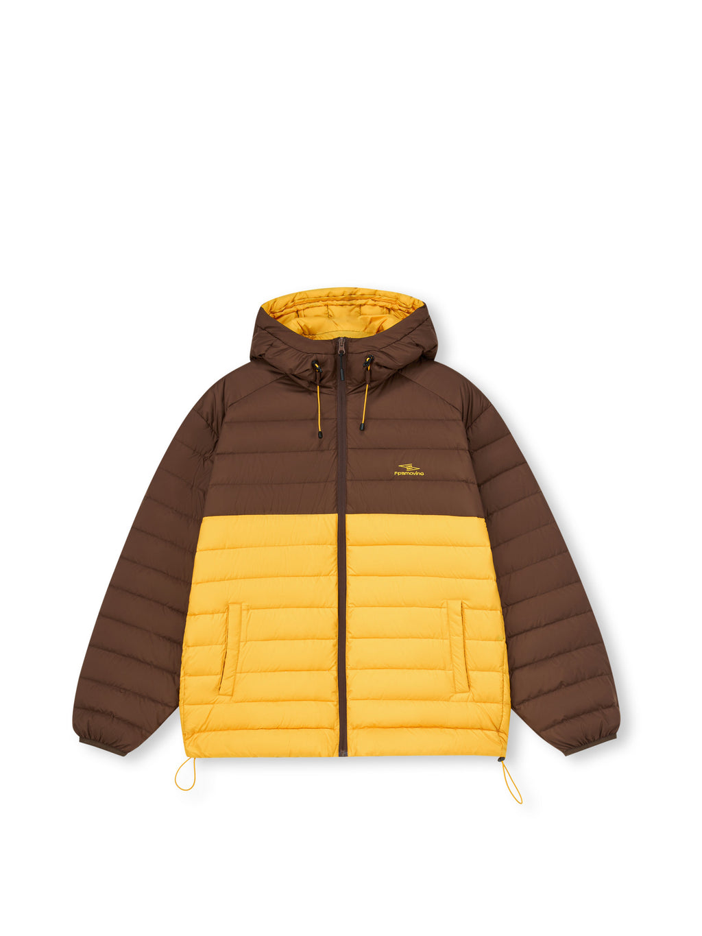 FPA Three-Proof Color-Blocking Lightweight Hooded Down Jacket with 90% White Duck Down, American Retro Autumn/Winter Patchwork Down Coat
