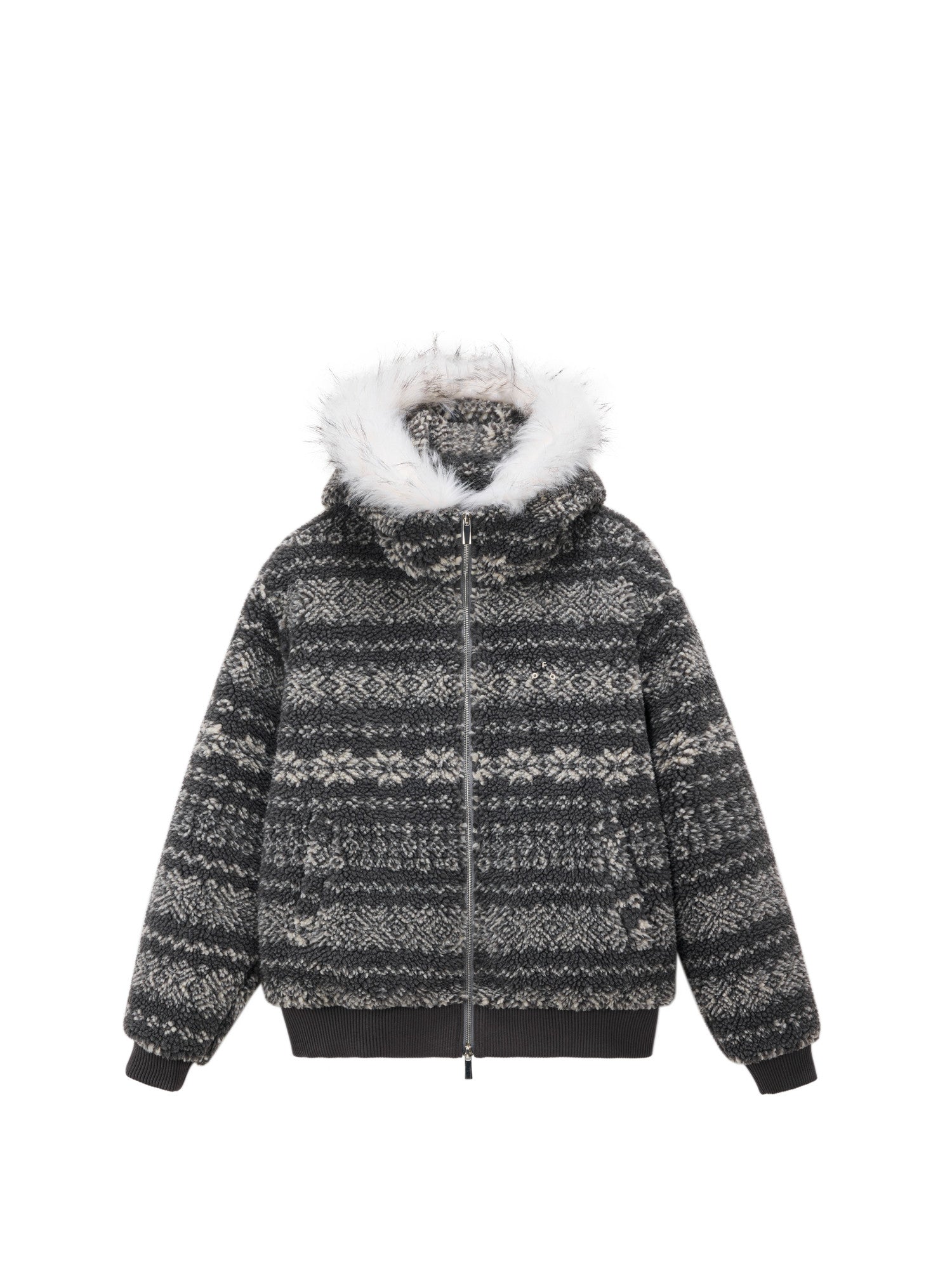 FPA Fair Isle Ethnic Style Faux Fur Collar 3M Cotton Padded Jacket – Winter Premium Warmth Couple Retro Cotton Coat