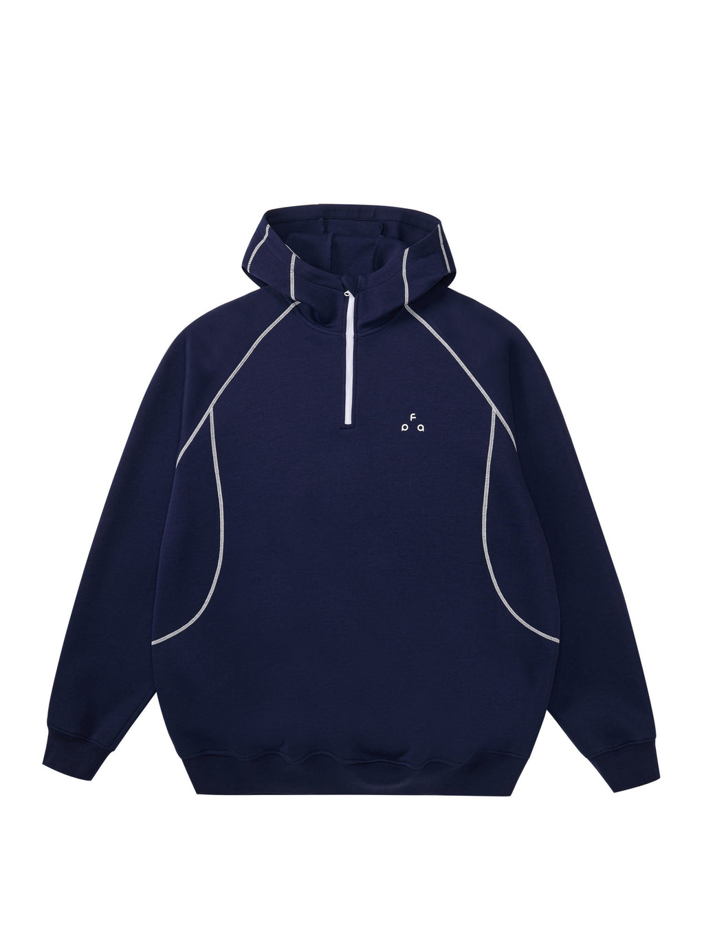 FPA Thermal Hooded Half-Zip Sweatshirt with Contrast Color - Chinese Streetwear Loose Fit Heavyweight Couple Hoodie
