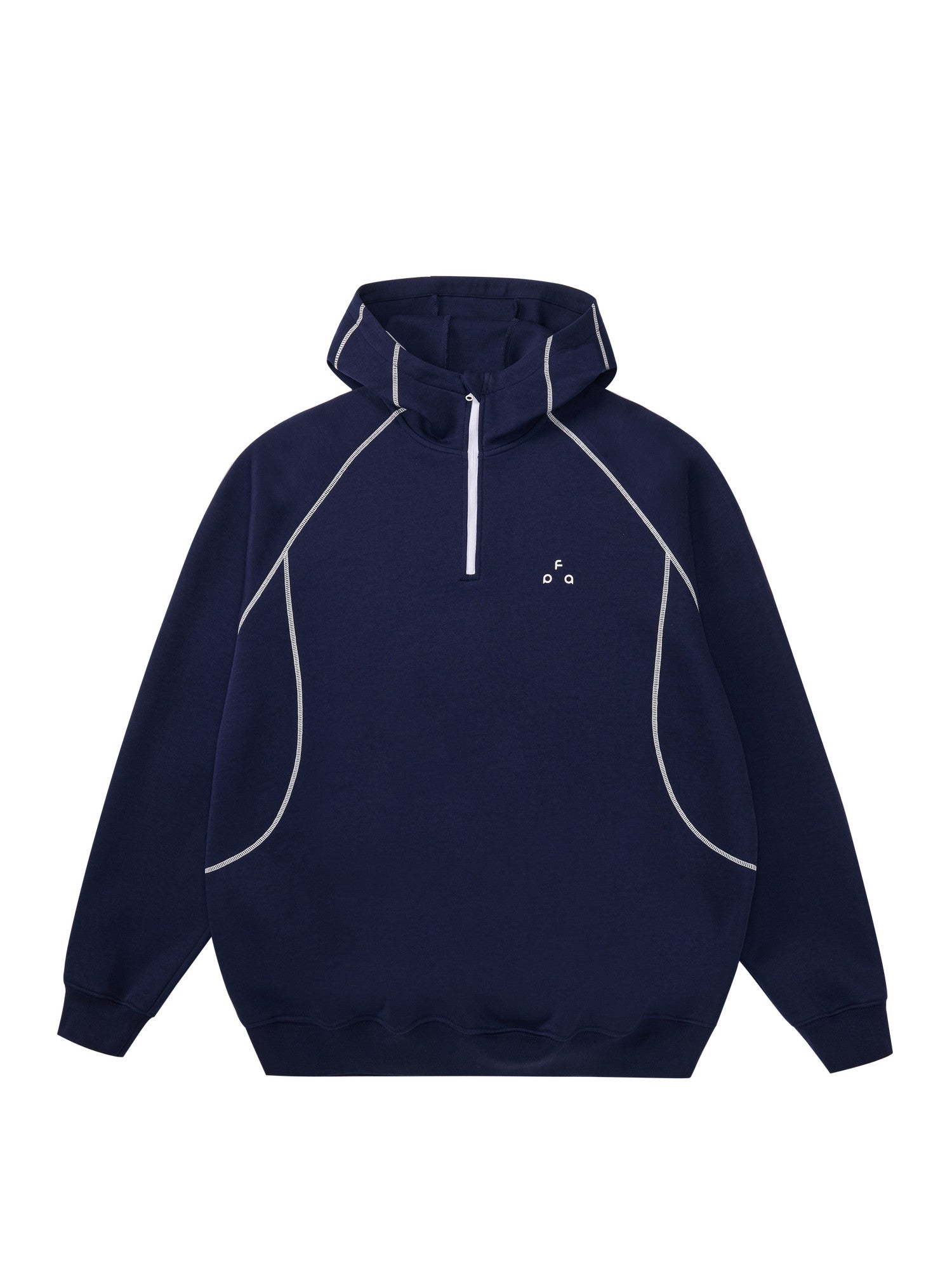 FPA Thermal Hooded Half-Zip Sweatshirt with Contrast Color - Chinese Streetwear Loose Fit Heavyweight Couple Hoodie