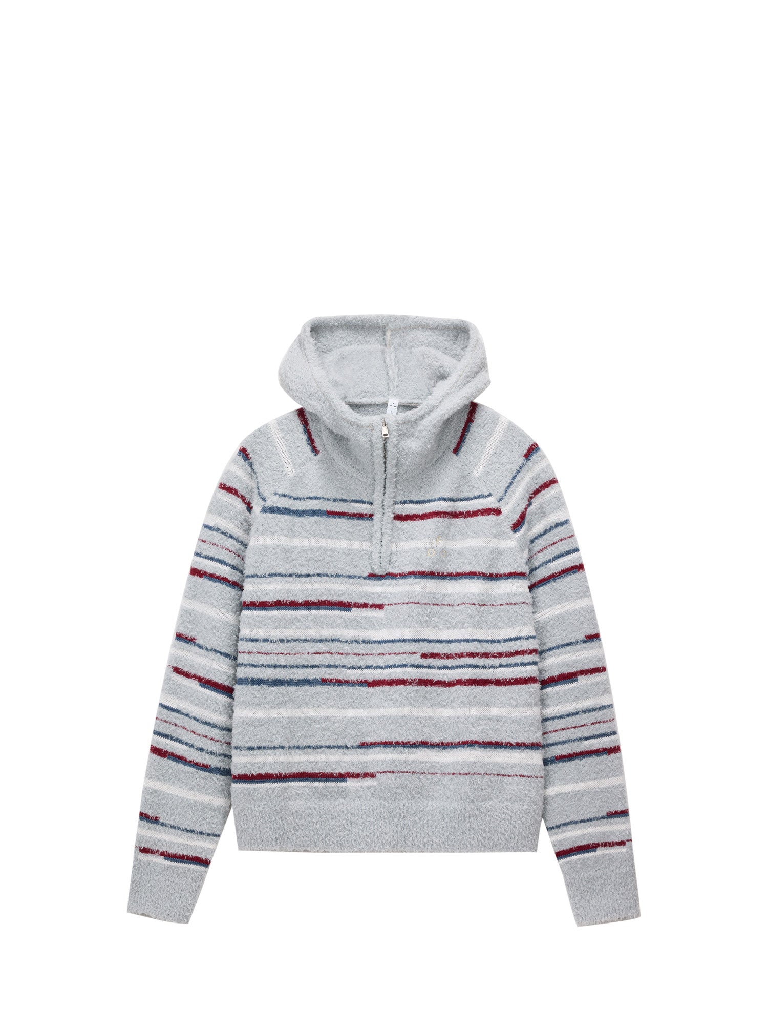 FPA Color-Block Half-Zip Pullover Persian Curl Knit Sweater - Casual Striped Hooded Knit Top for Couples, Autumn
