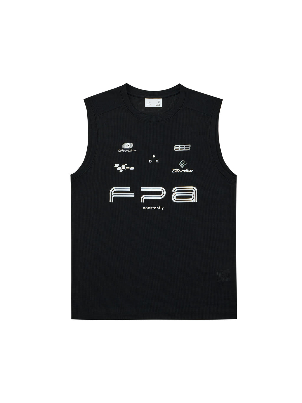 FPA Racing Sports Logo Tank Top - Summer Quick-Dry Round Neck Outdoor Fitness White Black Sleeveless T-Shirt