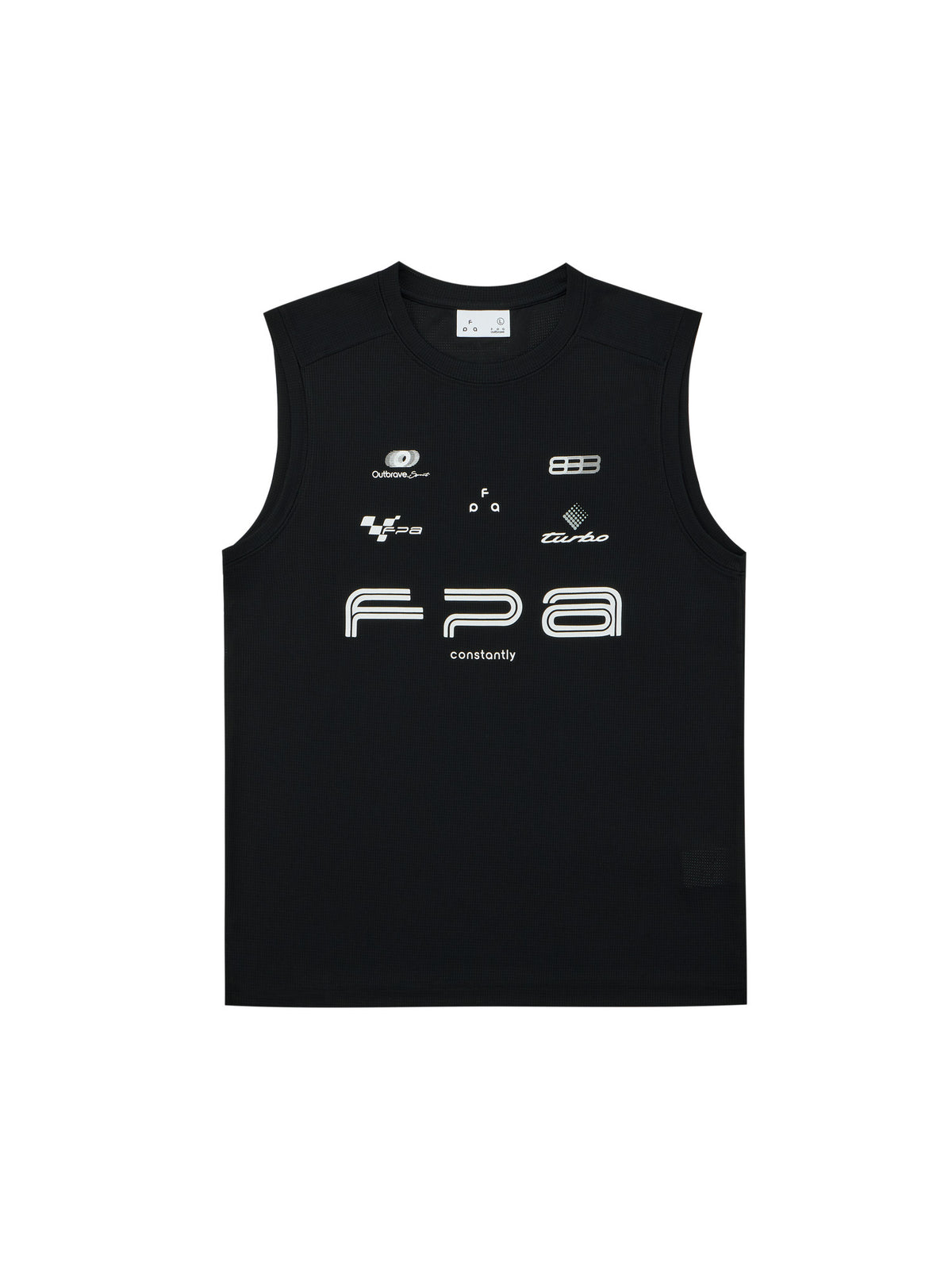 FPA Racing Sports Logo Tank Top - Summer Quick-Dry Round Neck Outdoor Fitness White Black Sleeveless T-Shirt