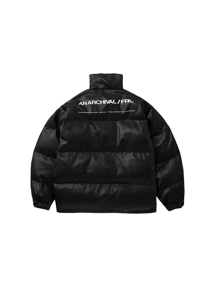 FPA Winter Couple PU Leather Cotton Jacket - Chinese Street Style Thick White Puffer Coat for Men