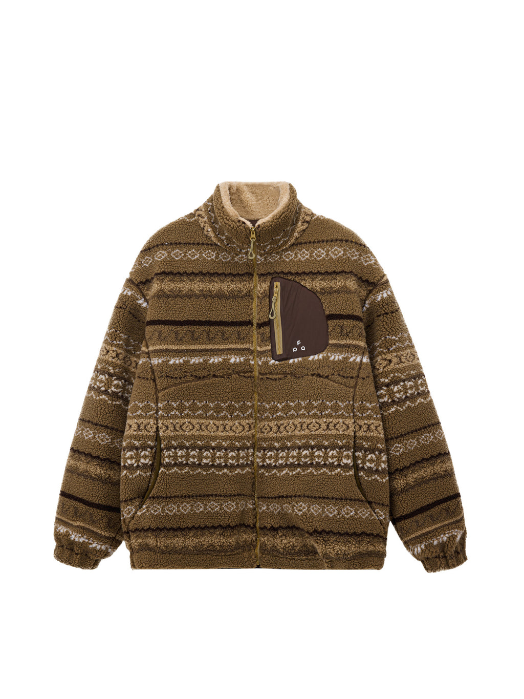 FPA Lambswool Collar Fair Isle Ethnic Style Herringbone 3M Cotton Jacket 2026 New Casual Retro Cotton Coat