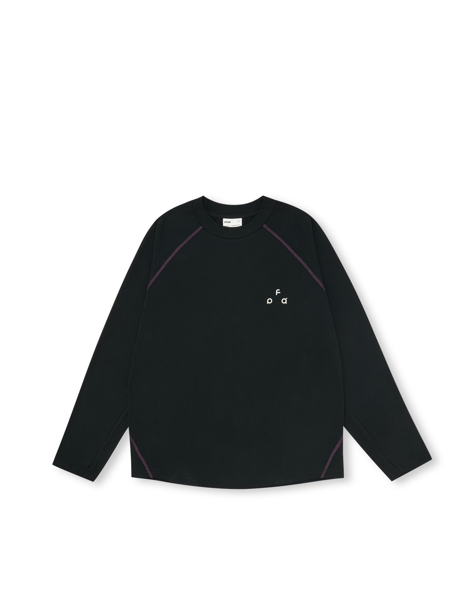FPA Quick-Dry 7A Antibacterial Ice-Feel Sports Long-Sleeve T-Shirt, Chinese Trend Loose Round Neck Black Tee for Men