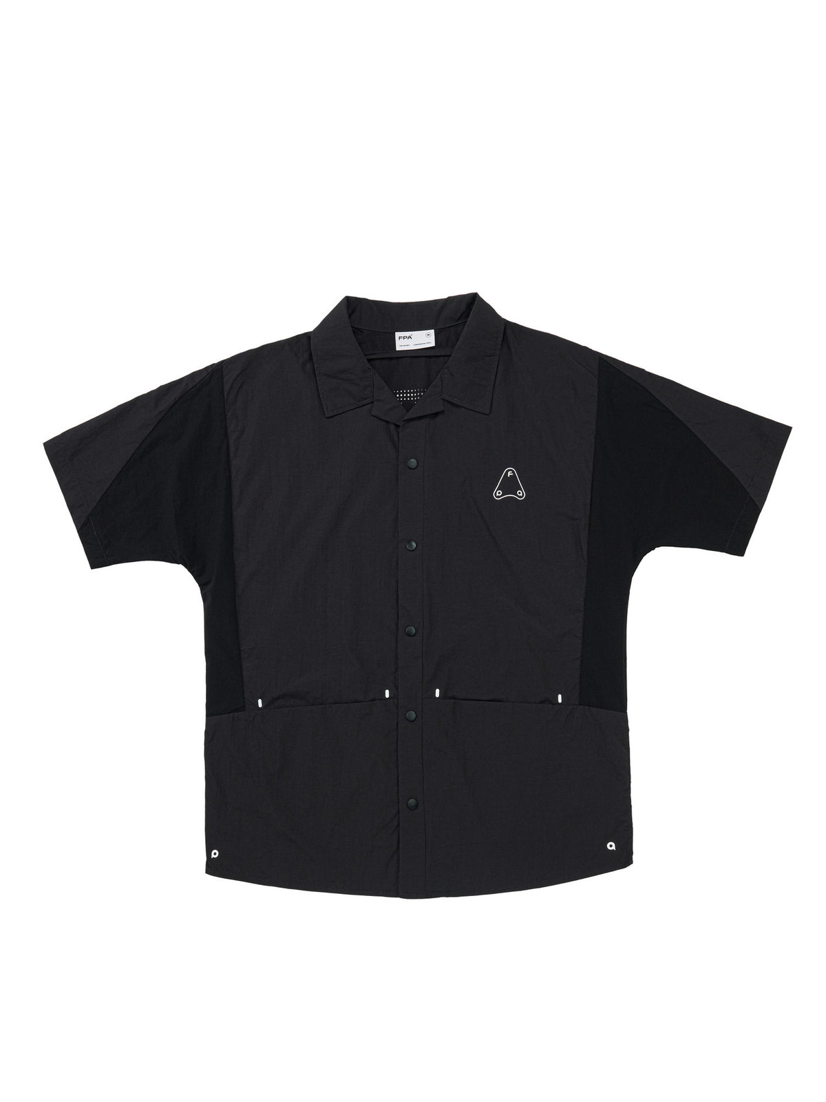 FPA Breathable Original Yarn Sun Protection 50+ Paneled Logo Shirt - Loose-Fit Black Spread Collar Men's Shirt