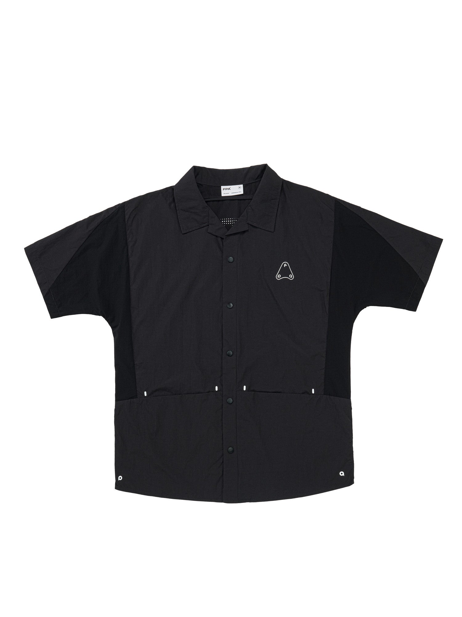 FPA Breathable Original Yarn Sun Protection 50+ Paneled Logo Shirt - Loose-Fit Black Spread Collar Men's Shirt