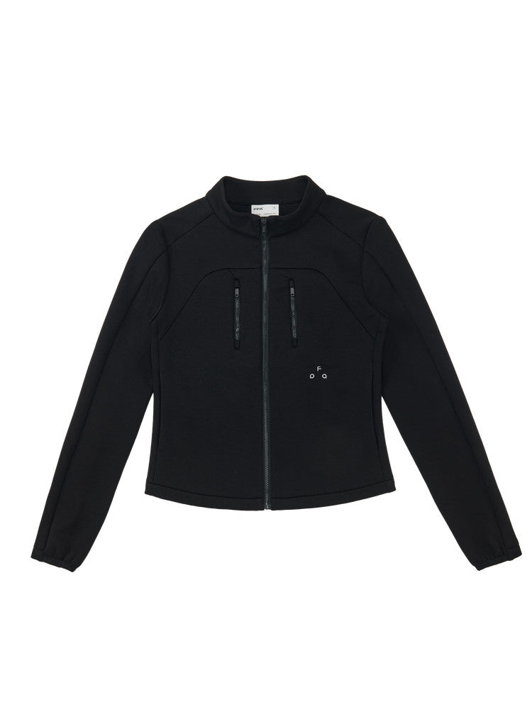 FPA Special Mercerized Silhouette Air Layer Sports Jacket - Chinese Streetwear Spring/Fall Casual Set, Stand Collar Short Jacket for Women