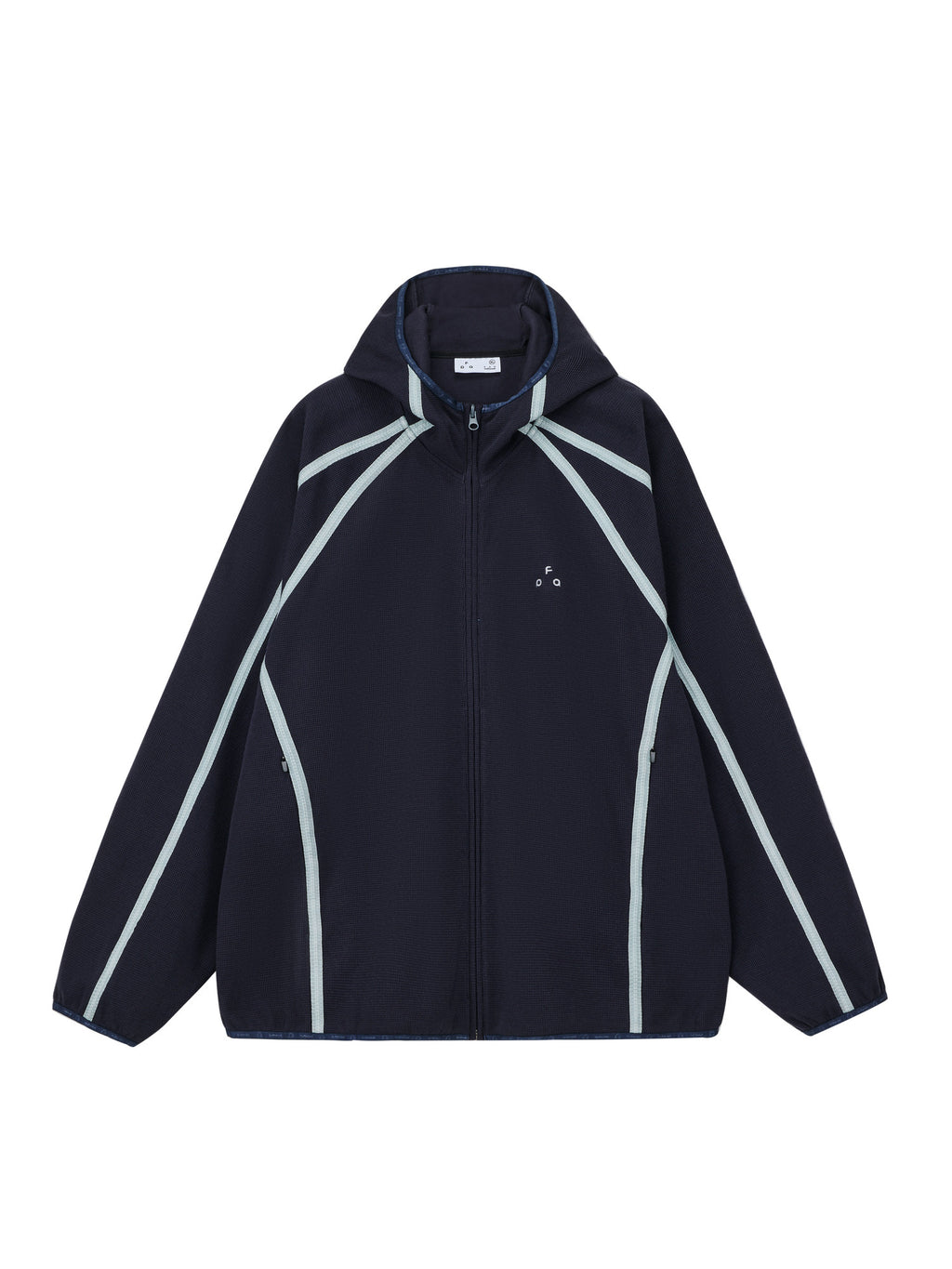 FPA Webbing Contrast Waffle Hooded Jacket Spring Athletic Cardigan Casual Retro Unisex Zip-Up Hoodie