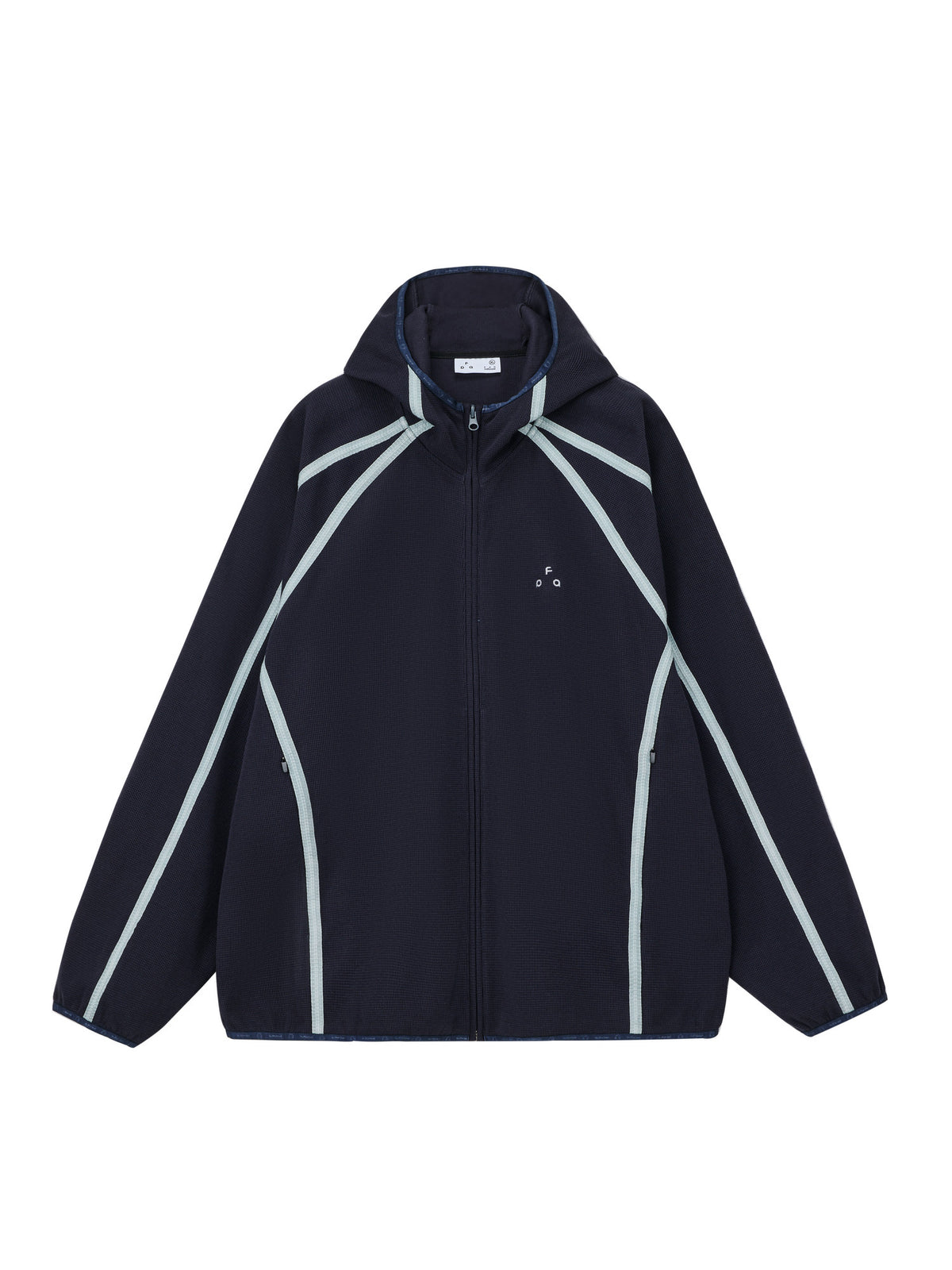 FPA Webbing Contrast Waffle Hooded Jacket Spring Athletic Cardigan Casual Retro Unisex Zip-Up Hoodie
