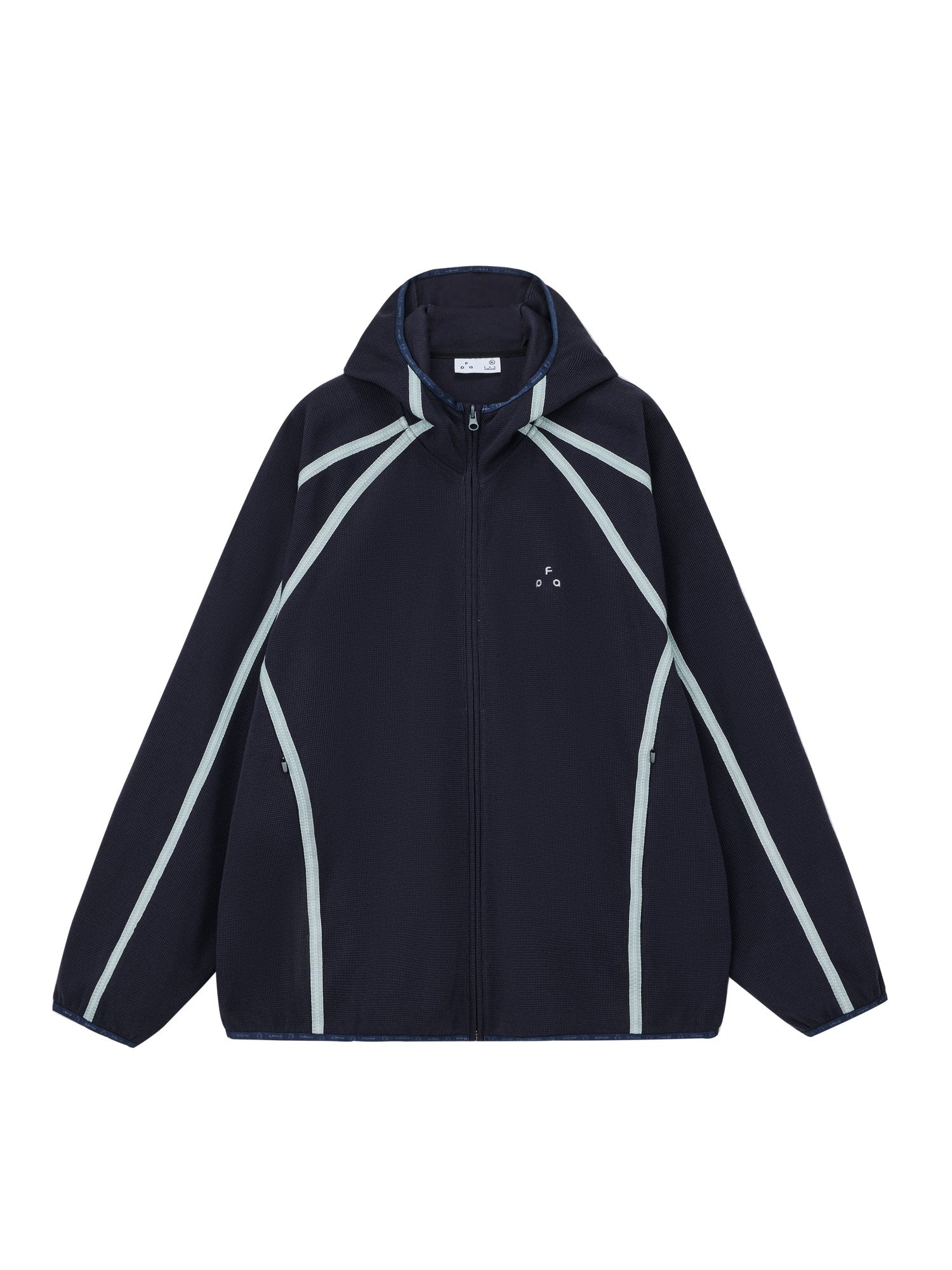 FPA Webbing Contrast Waffle Hooded Jacket Spring Athletic Cardigan Casual Retro Unisex Zip-Up Hoodie