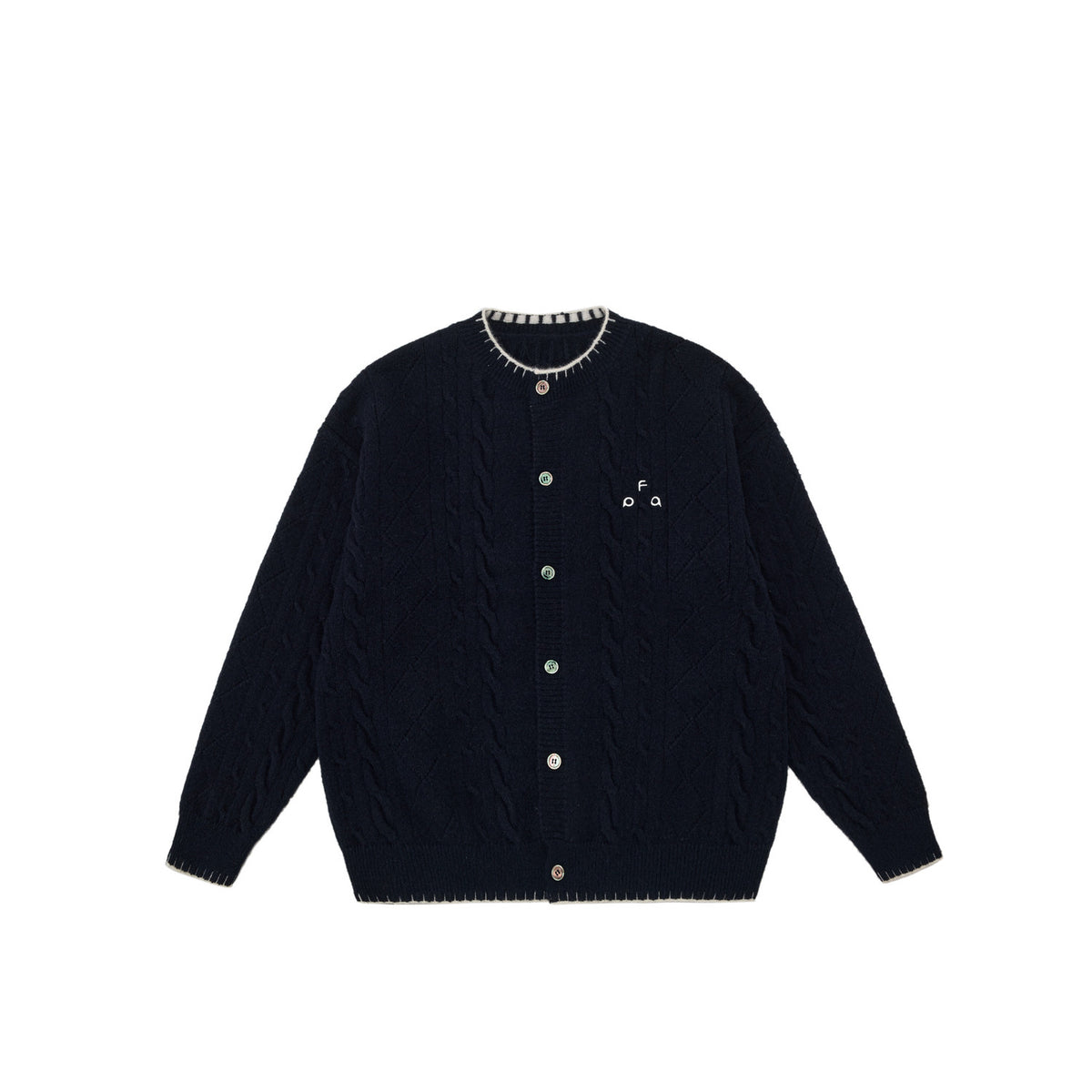 FPA Cable Knit Contrast Color Cardigan